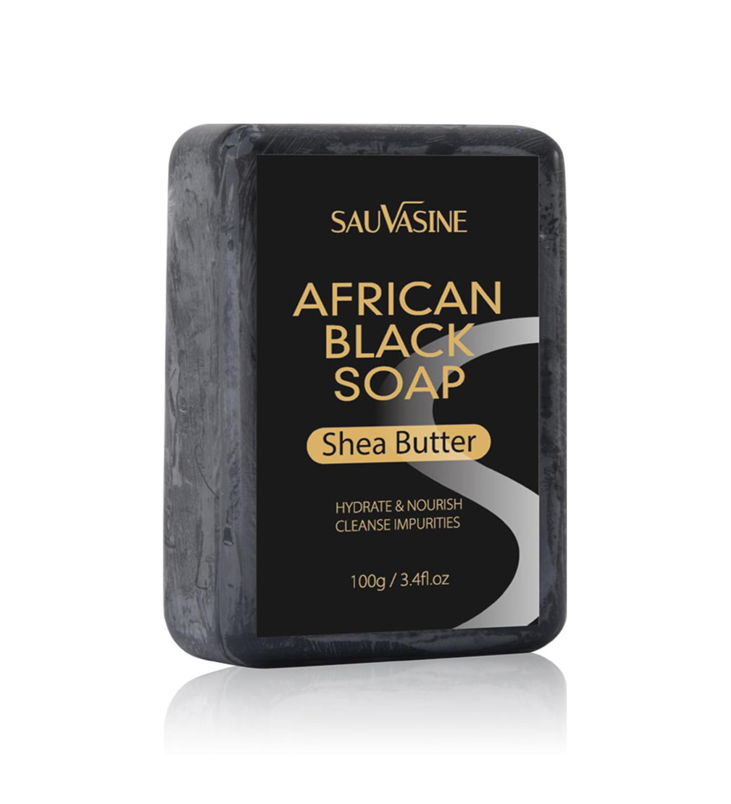 African Black Soap with Shea Butter | Deep Cleansing & Moisturizing Soap for Glowing Skin | Reduces Acne & Refines Pores | Organic Face & Body Soap for Women & Men - Buy Online on GoSupps.com