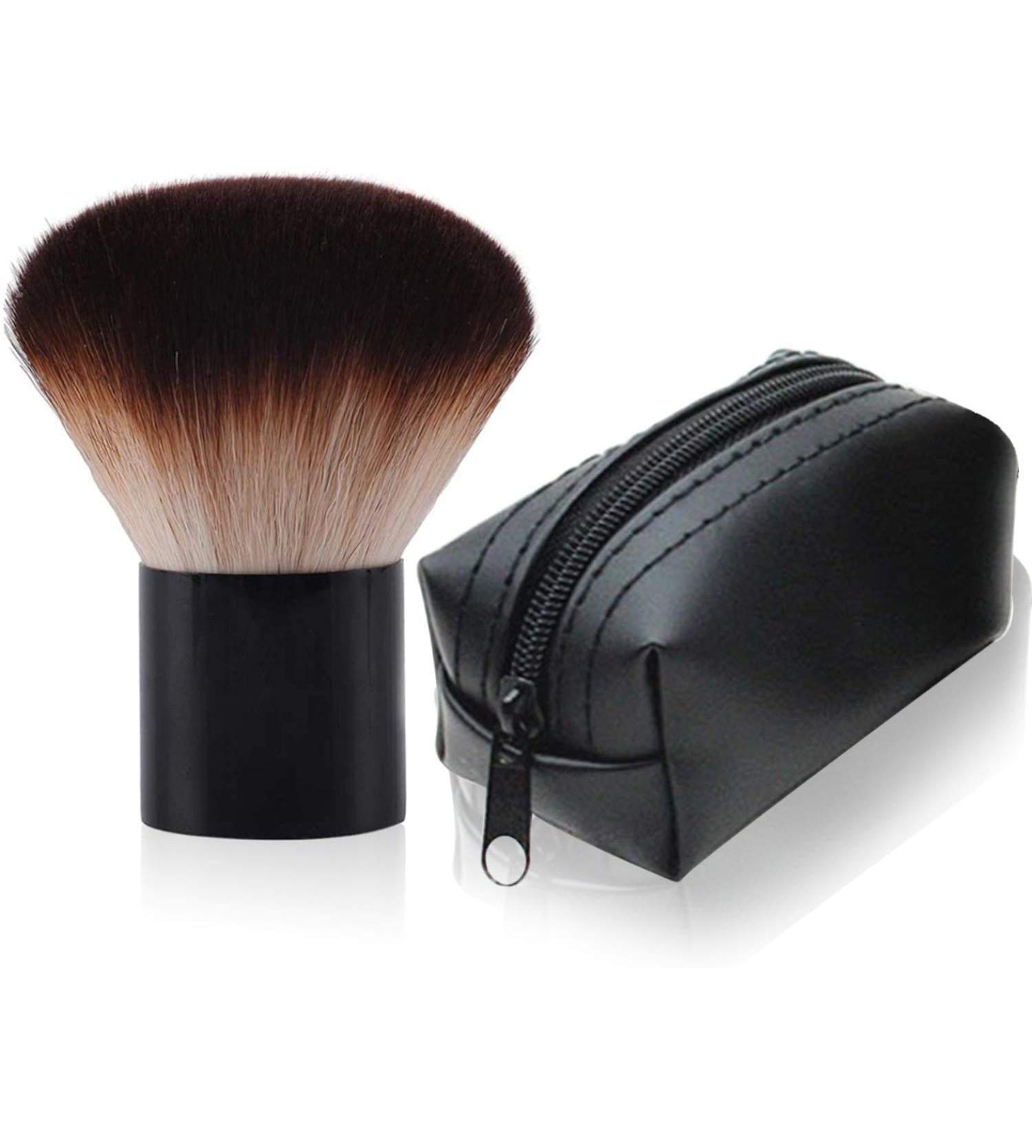 Kabuki Face Brush Professional Mushroom Shaped Soft Foundation and Powder Makeup Brush with Black Travel Bag for Mineral Blending Blush Buffing or Nail Arts Dust Clean - Buy Online on GoSupps.com