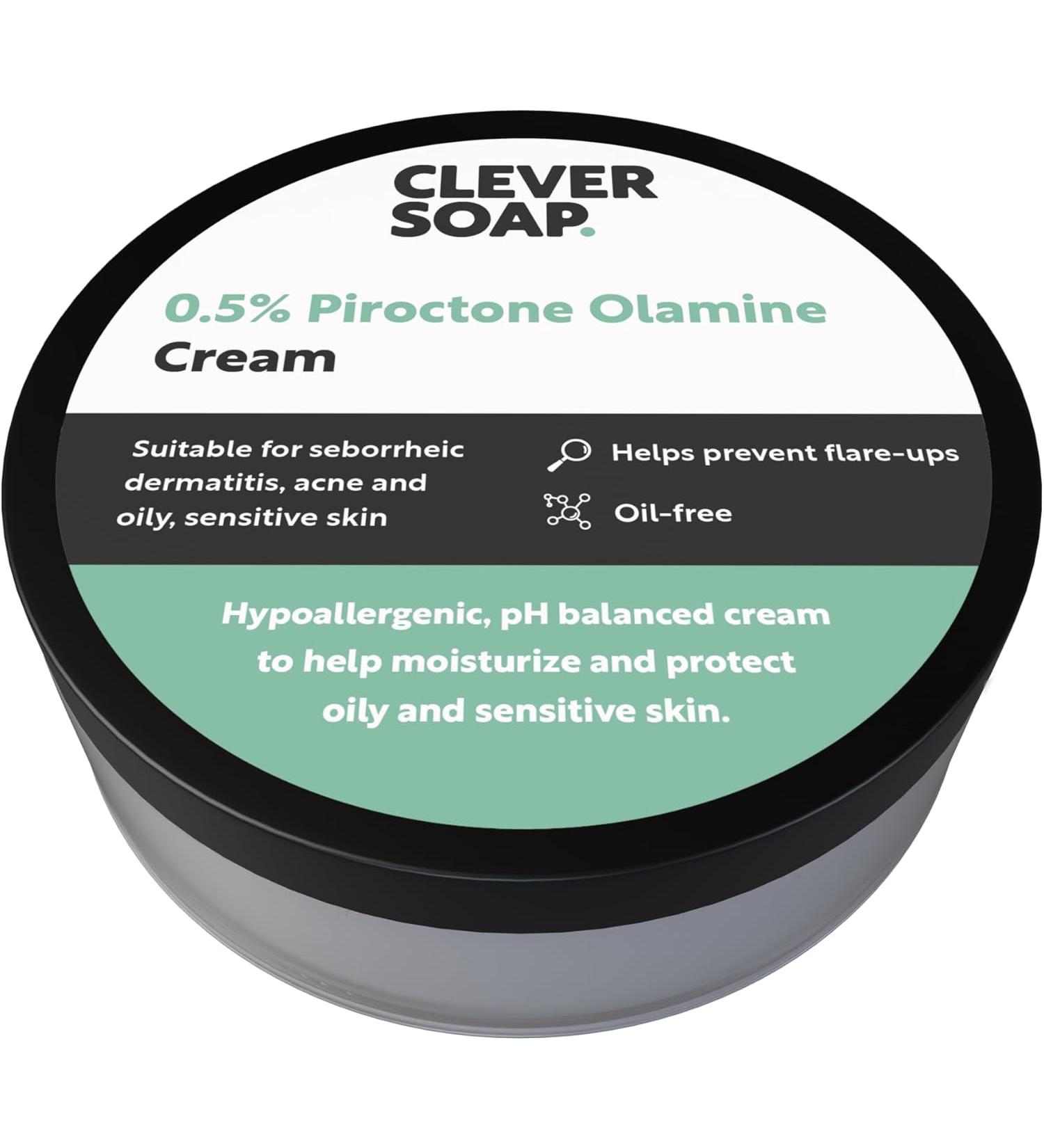 Clever Soap 0.5% Piroctone Olamine Face & Body Cream - Helps Prevent Flare-Ups - Suitable For Seborrheic Dermatitis Psoriasis Acne & Oily Sensitive Skin - Fragrance & Oil Free For Men & Women - Buy Online on GoSupps.com