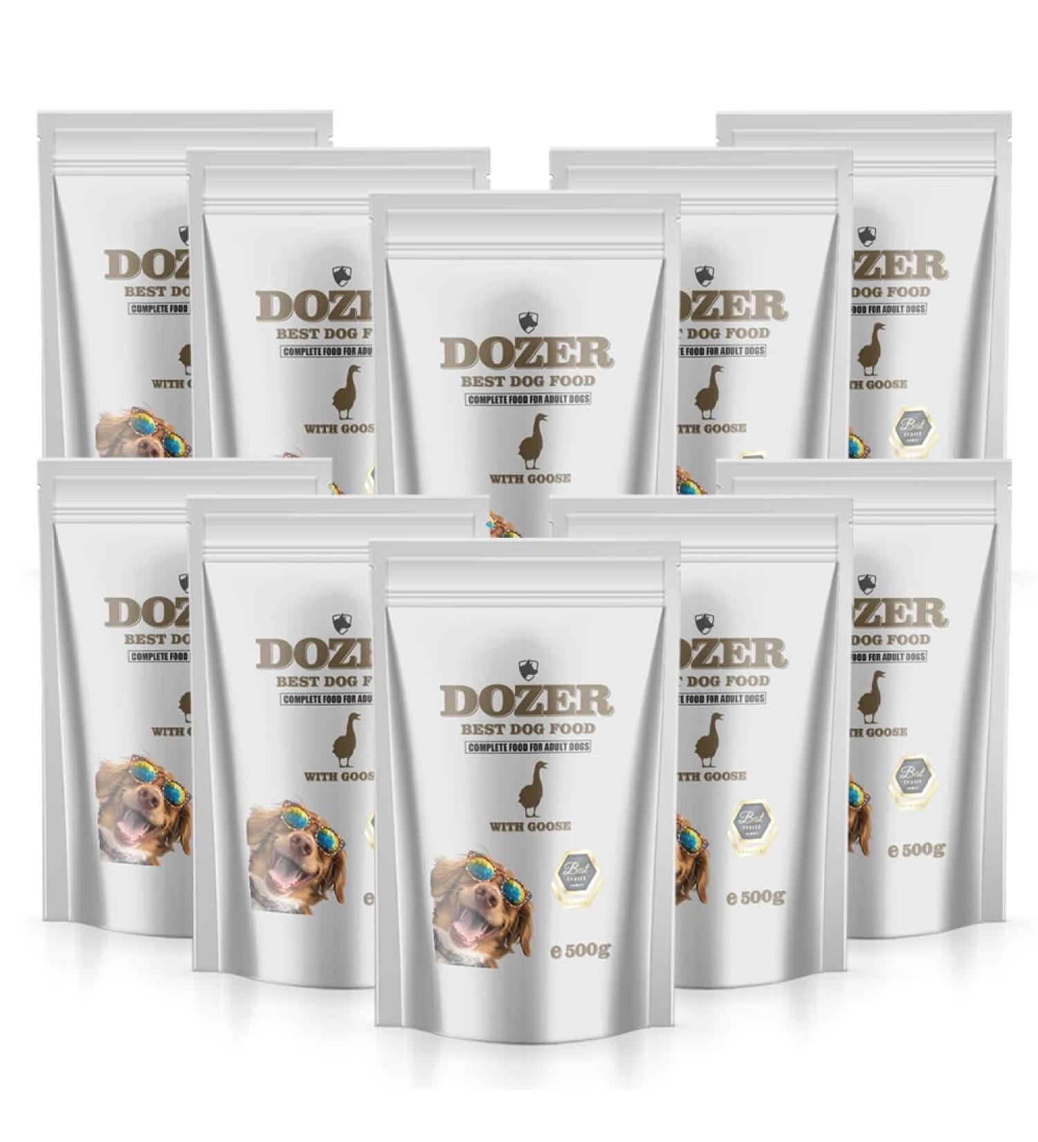 DOZER Adult dog food | Complete food with different types of meat (500 g) | Natural and nutritious | Wet dog food (x 10 goose) - Buy Online on GoSupps.com
