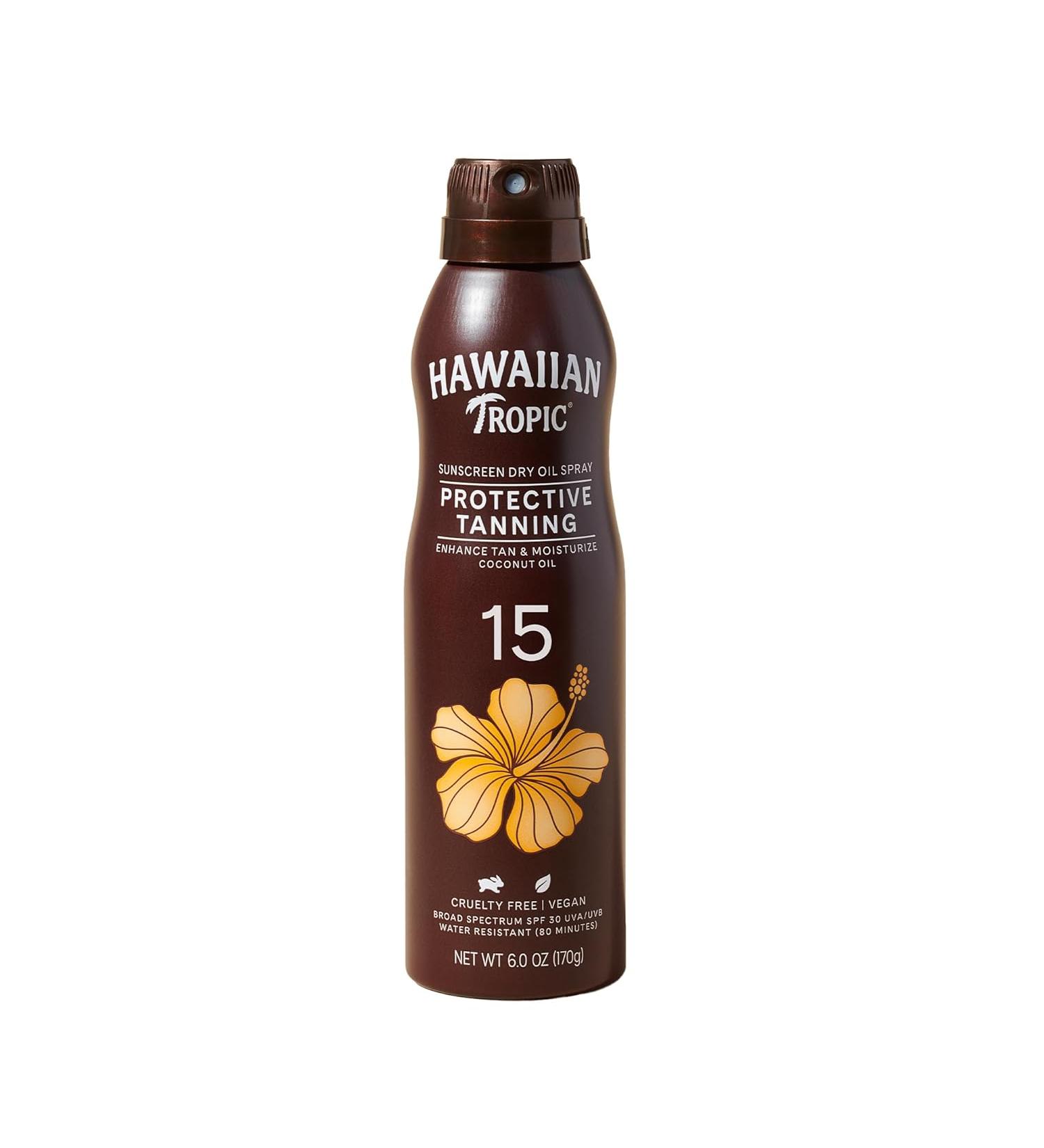 Hawaiian Tropic Dry Oil Tanning Spray Sunscreen SPF 15 With Coconut Oil - 6oz - Buy Online on GoSupps.com
