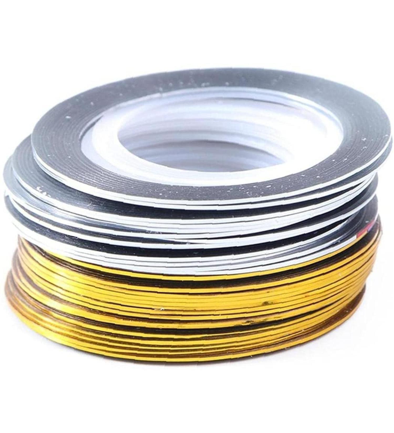 UKD 20 Rolls Gold Silver Striping Tape Line Nail Art Stickers Polish Transfer Nail Wire Foils Adhesive Decal Manicure Decoration - Buy Online on GoSupps.com