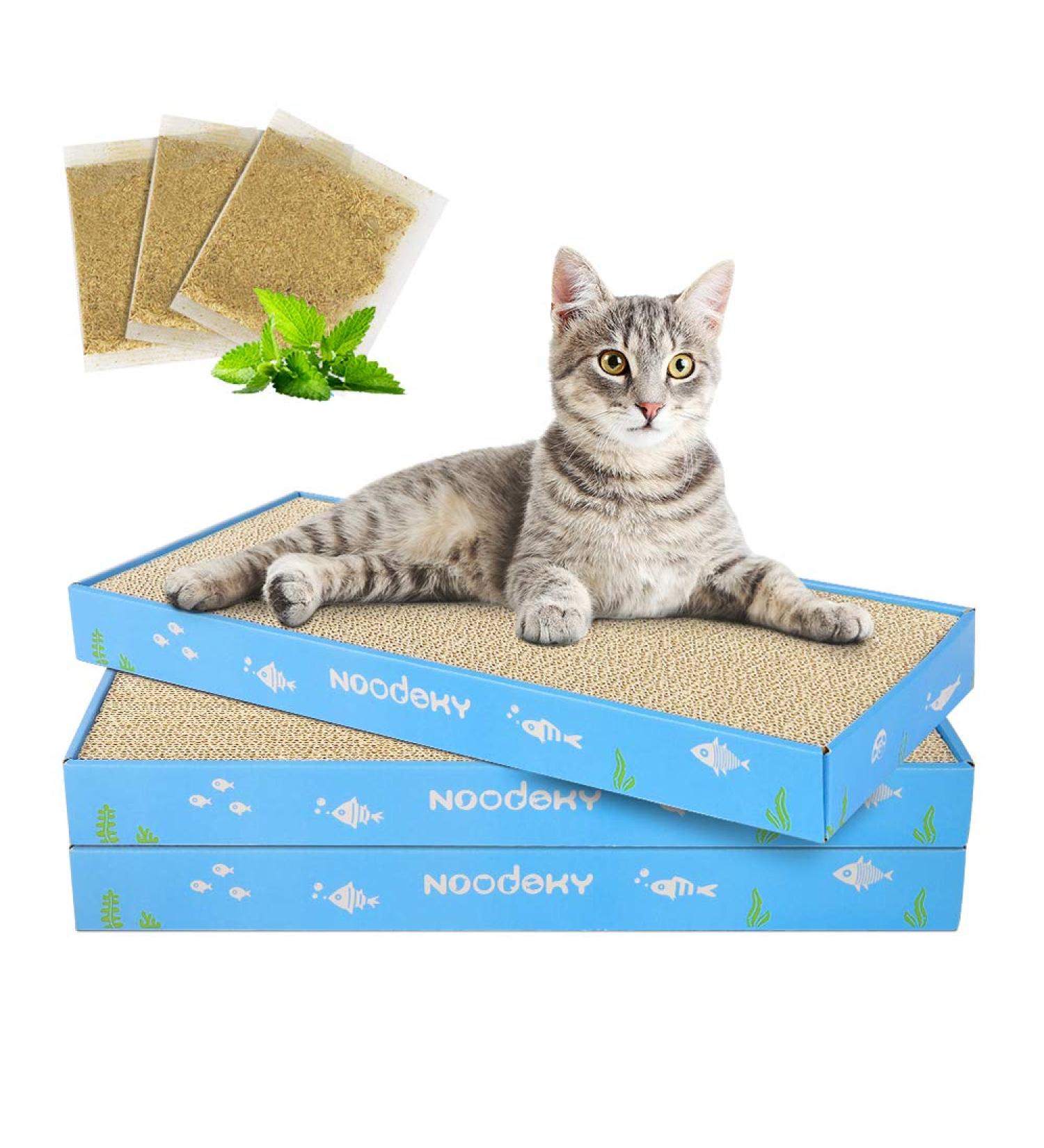 Noodoky 3Pcs Double-Sided Corrugated Cat Scratching Pads - Medium Scratch Board for Horizontal Cat Scratcher Cardboard - Buy Online on GoSupps.com