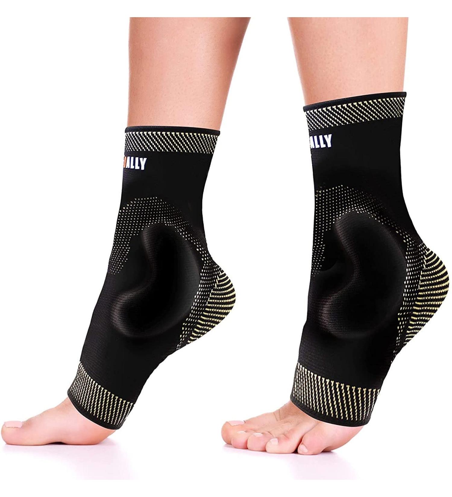 NeoAlly Copper Ankle Brace with Gel Pads - Compression Sleeve for Plantar Fasciitis Foot Pain & Sprained Ankle Support (Medium 1 Pair) - International Shipping Available - Buy Online on GoSupps.com