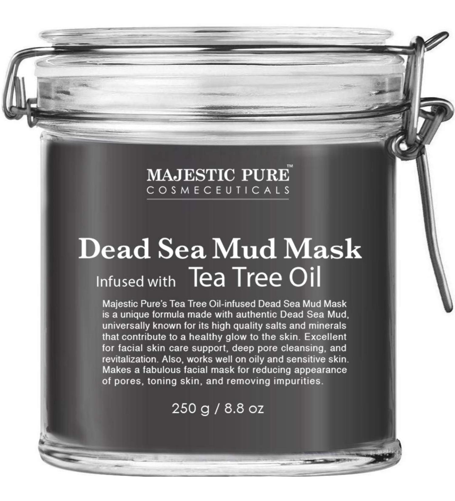 Majestic Pure Dead Sea Mud Mask with Tea Tree Oil - Acne & Oily Skin Treatment, 8.8 oz - Buy Online on GoSupps.com