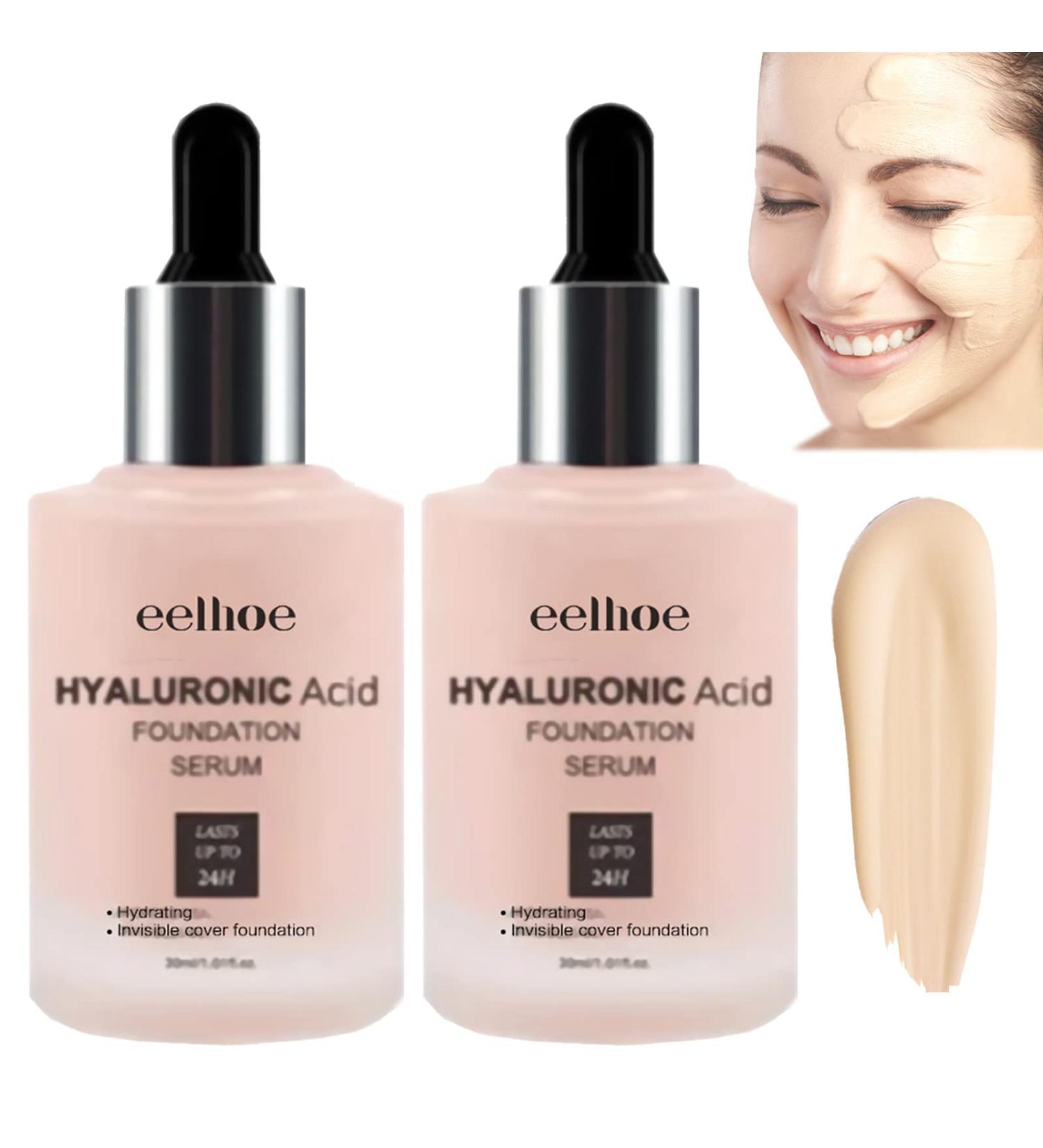 Flysmus EGF Nude Hyaluronic Acid Foundation Serum 30ml - Hydrating Invisible Cover Makeup/Anti-Aging Serum - 2pcs - Buy Online on GoSupps.com