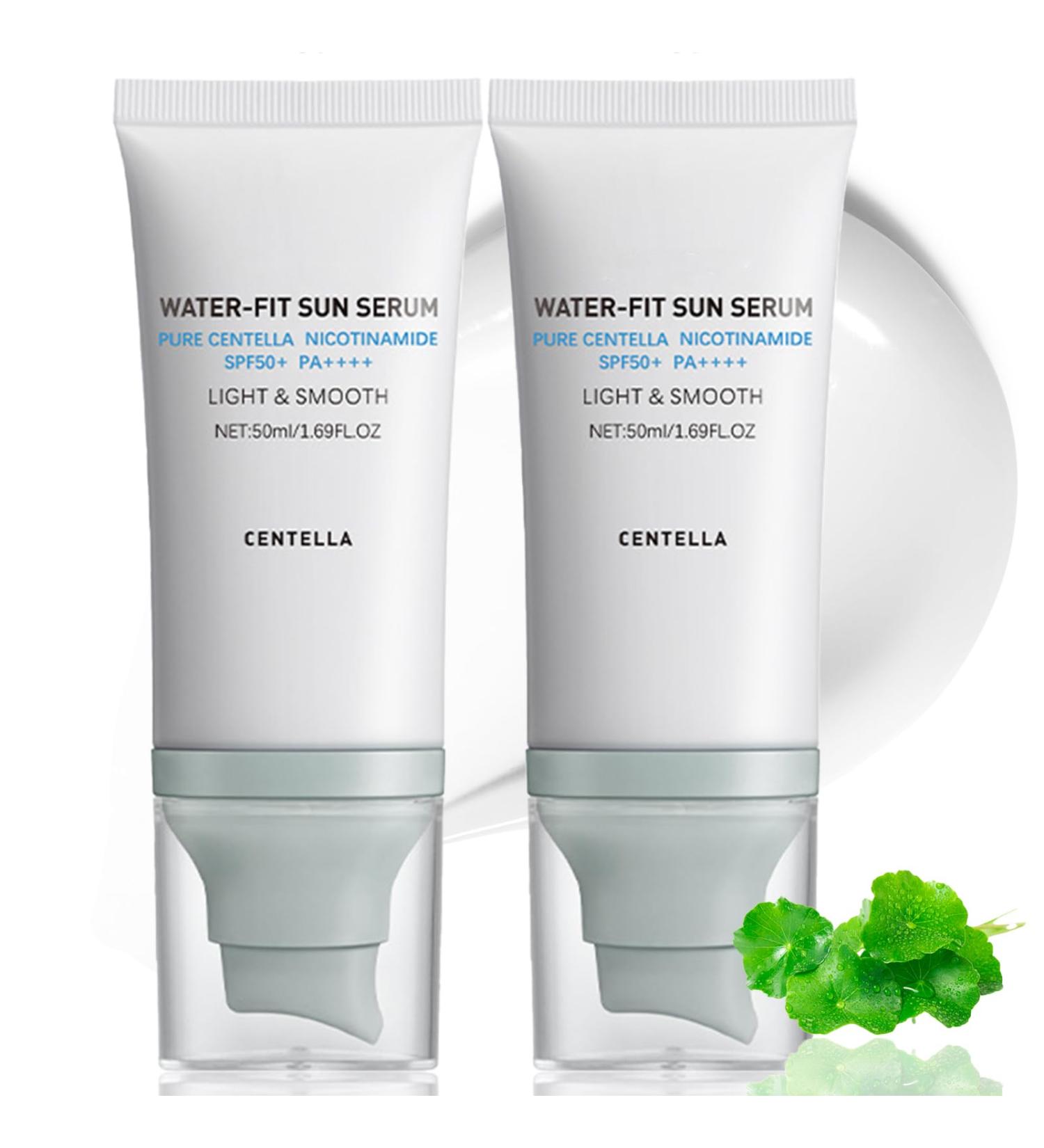 2 Pcs Sunscreen SPF50 PA++++, 50ML Cen-tella Madagascar Face Sun Screen Long-Lasting Protection, Hyalu Cica Water-Fit Sun Serum Matte No White Cast for All Skin Type and UV Defense 1.7 Ounce (Pack of 2) - Buy Online on GoSupps.com