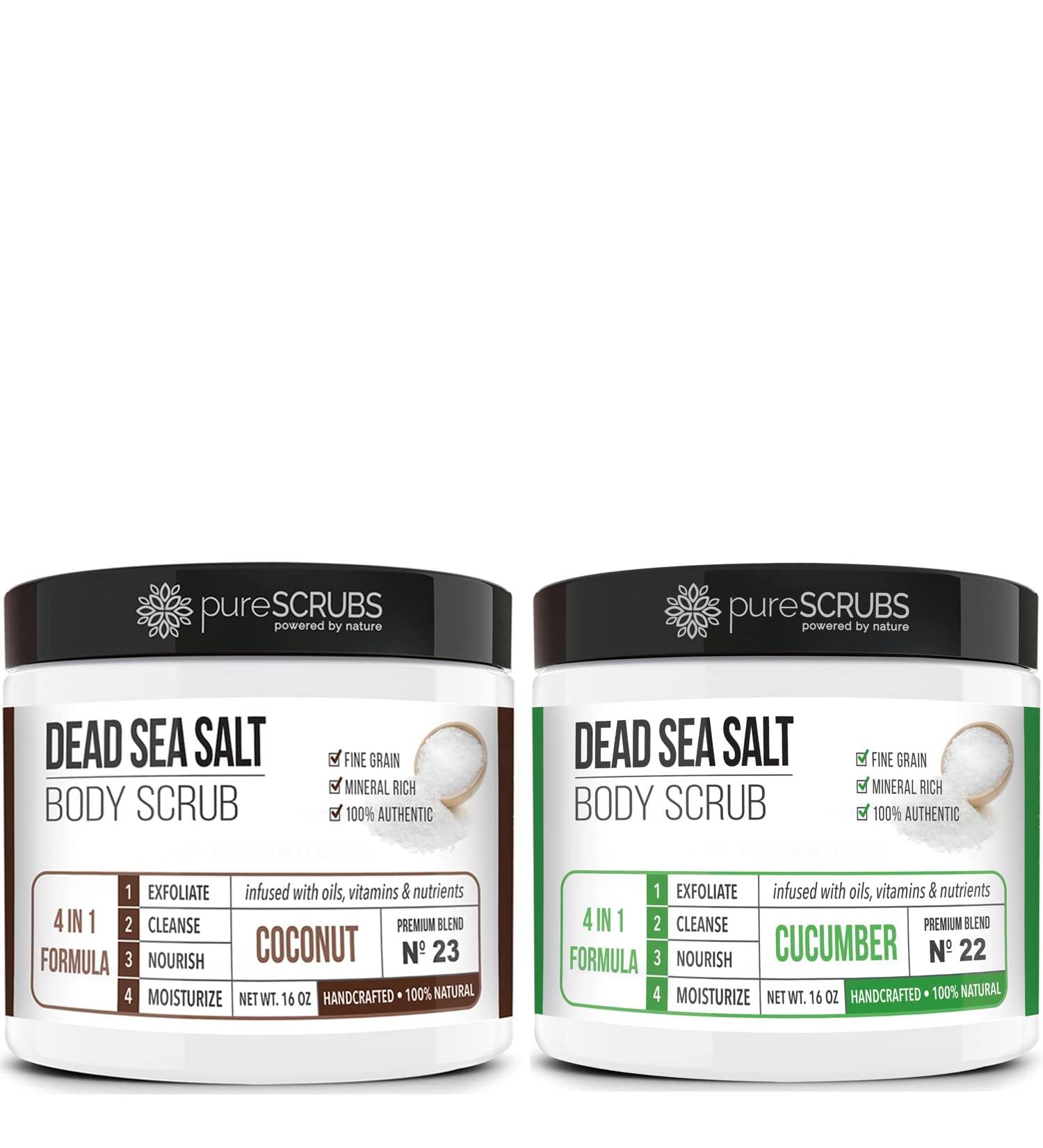 pureSCRUBS Coconut Dead Sea Salt Scrub + Cucumber Body Scrub - Buy Online on GoSupps.com
