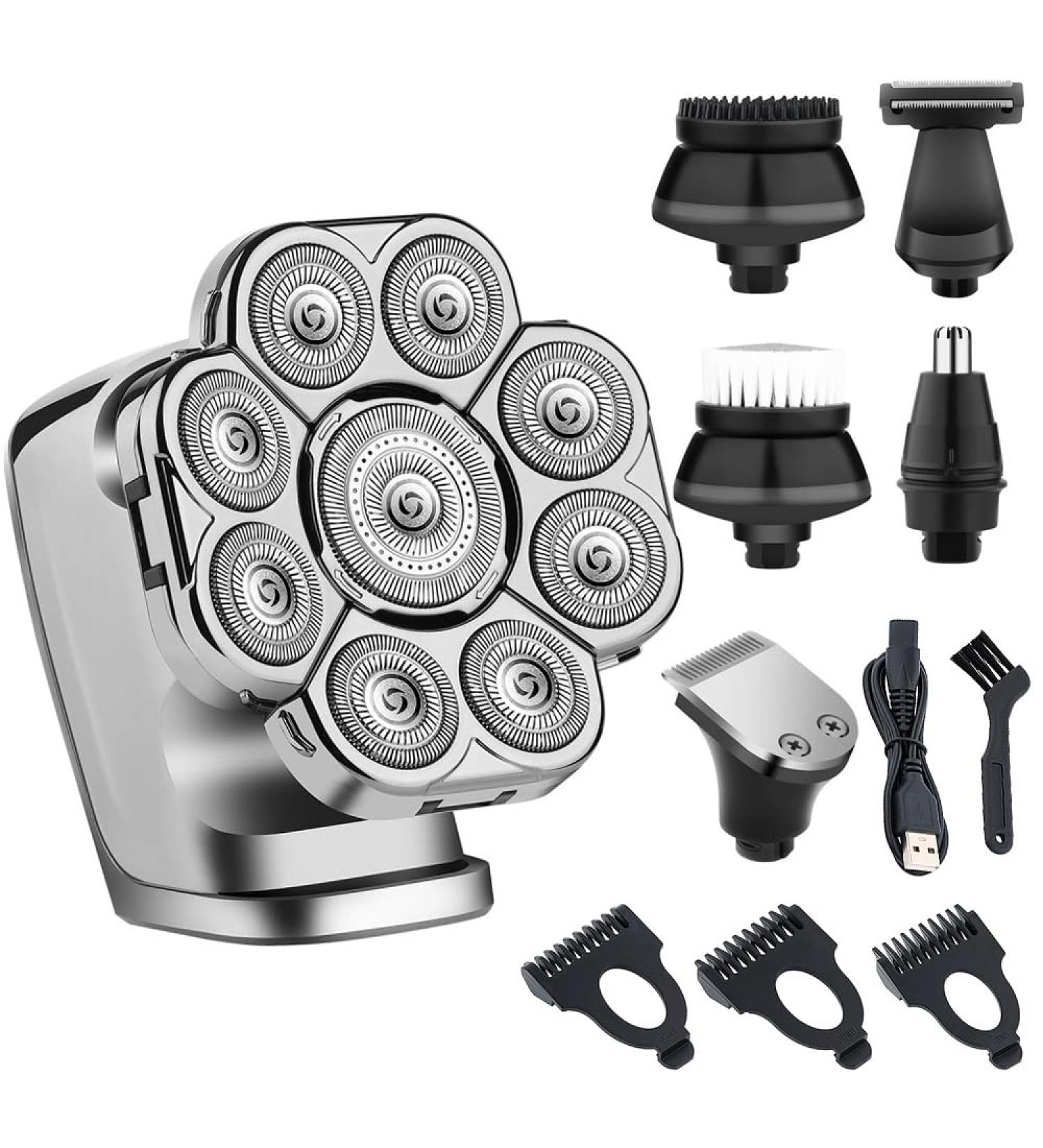 Buy 6-in-1 9D Head Shaver for Men - Cordless Rechargeable & Waterproof LED Bald Rasors | Best International Shipping - Buy Online on GoSupps.com