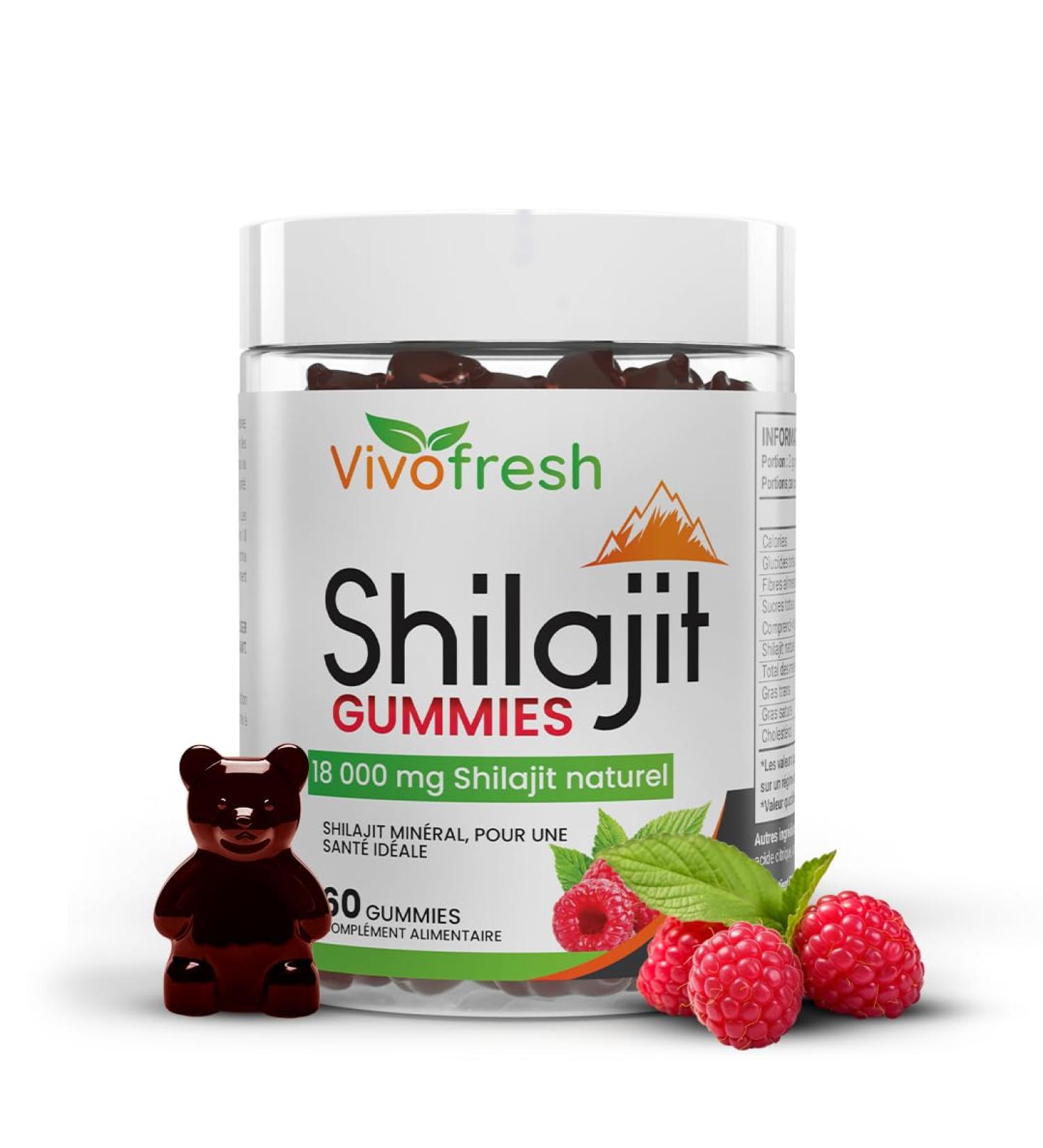 VivoFresh Shilajit Pure Himalayas | Natural Energy Boost | +85 Minerals & Fulvic Acids | Delicious Raspberry Taste | 60 Gummies - 18 000 mg - Buy Online on GoSupps.com
