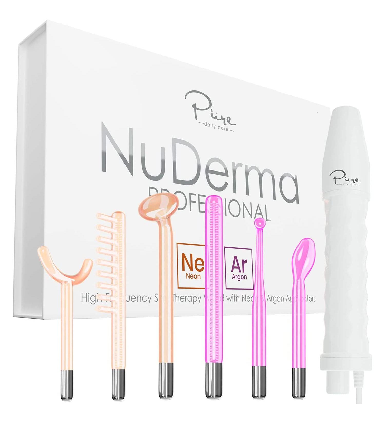 NuDerma Professional Skin Therapy Wand - Portable High Frequency Machine with 6 Wands for Clear, Firm, and Tight Skin - Buy Online on GoSupps.com