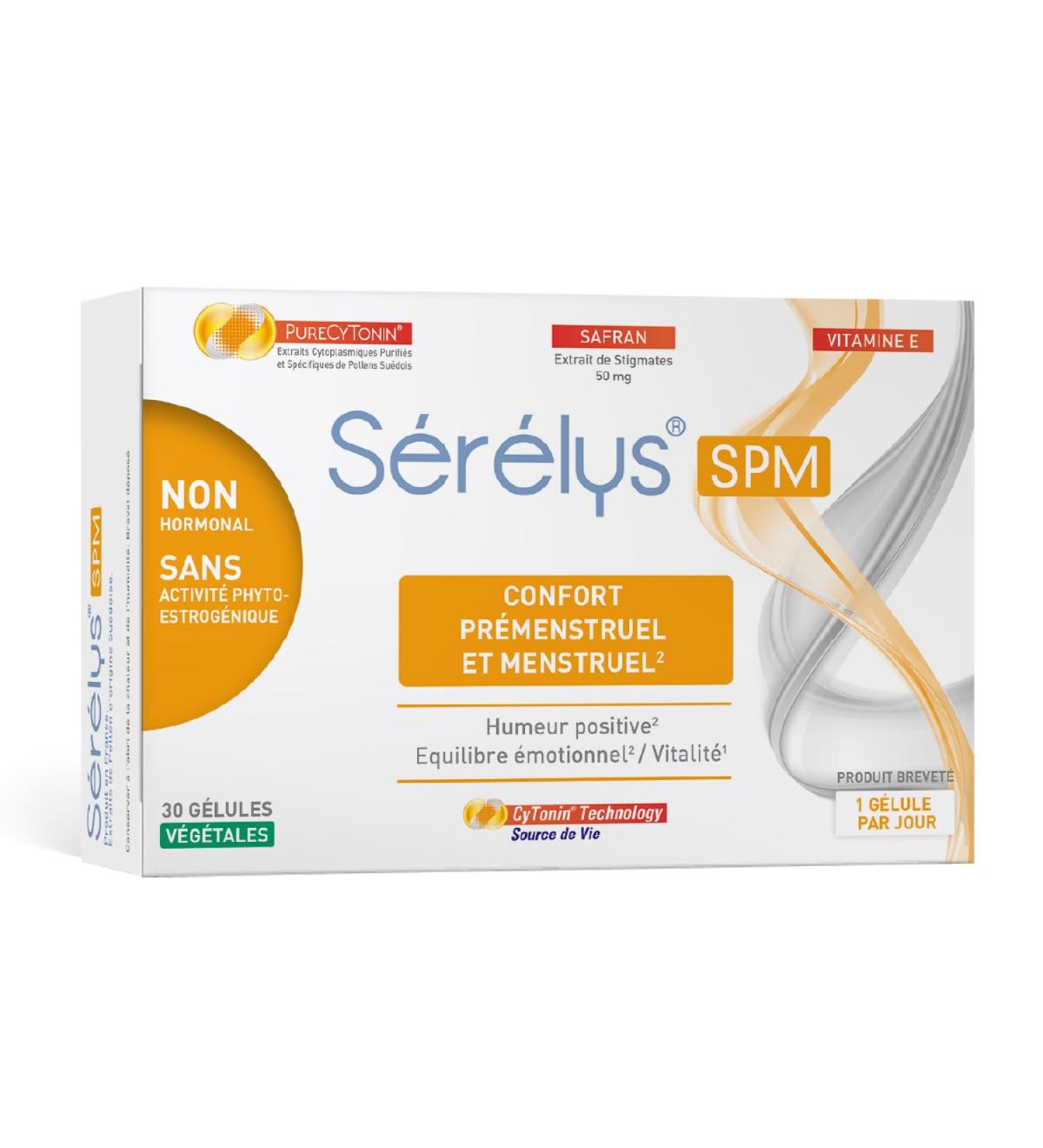 Serelys SPM Dietary supplement with cytoplasmic extracts of Swedish pollen saffron stigma extract that promotes pre-menstrual comfort - 30 vegetable capsules 1 month - Buy Online on GoSupps.com
