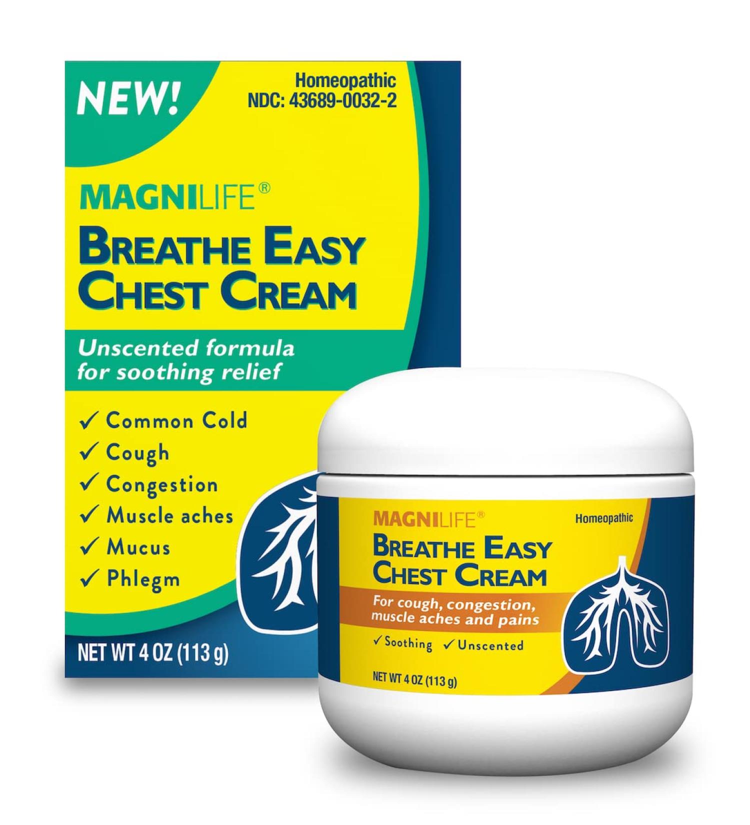 MagniLife Breathe Easy Chest Cream - Natural Chest Rub for Coughing, Congestion & Aches - 4oz - Buy Online on GoSupps.com