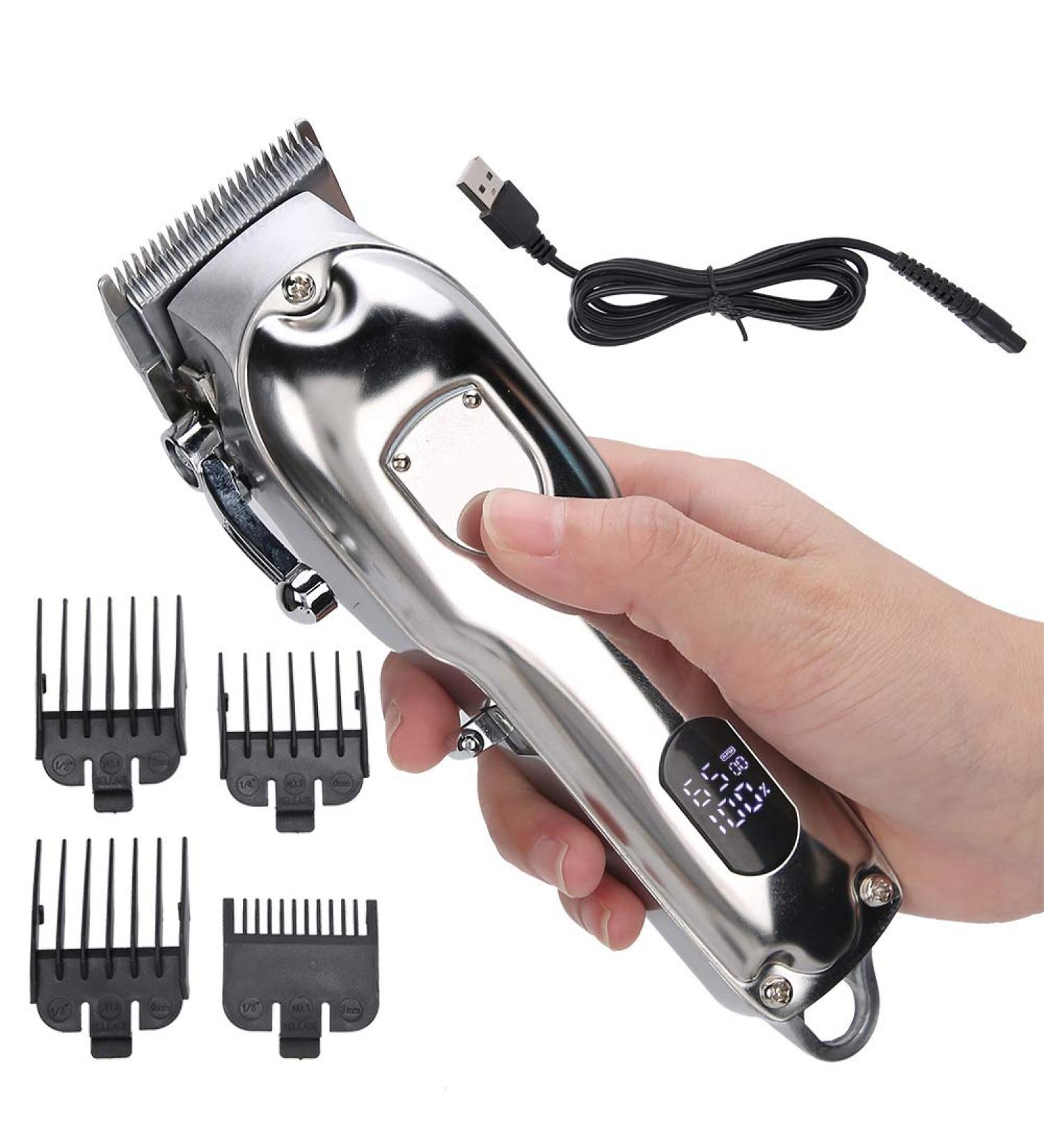 Professional Hair Clippers Kit with LCD Display - Rechargeable Stainless Steel Beard & Mustache Trimmer for Men | Grooming Salon Essentials - Buy Online on GoSupps.com