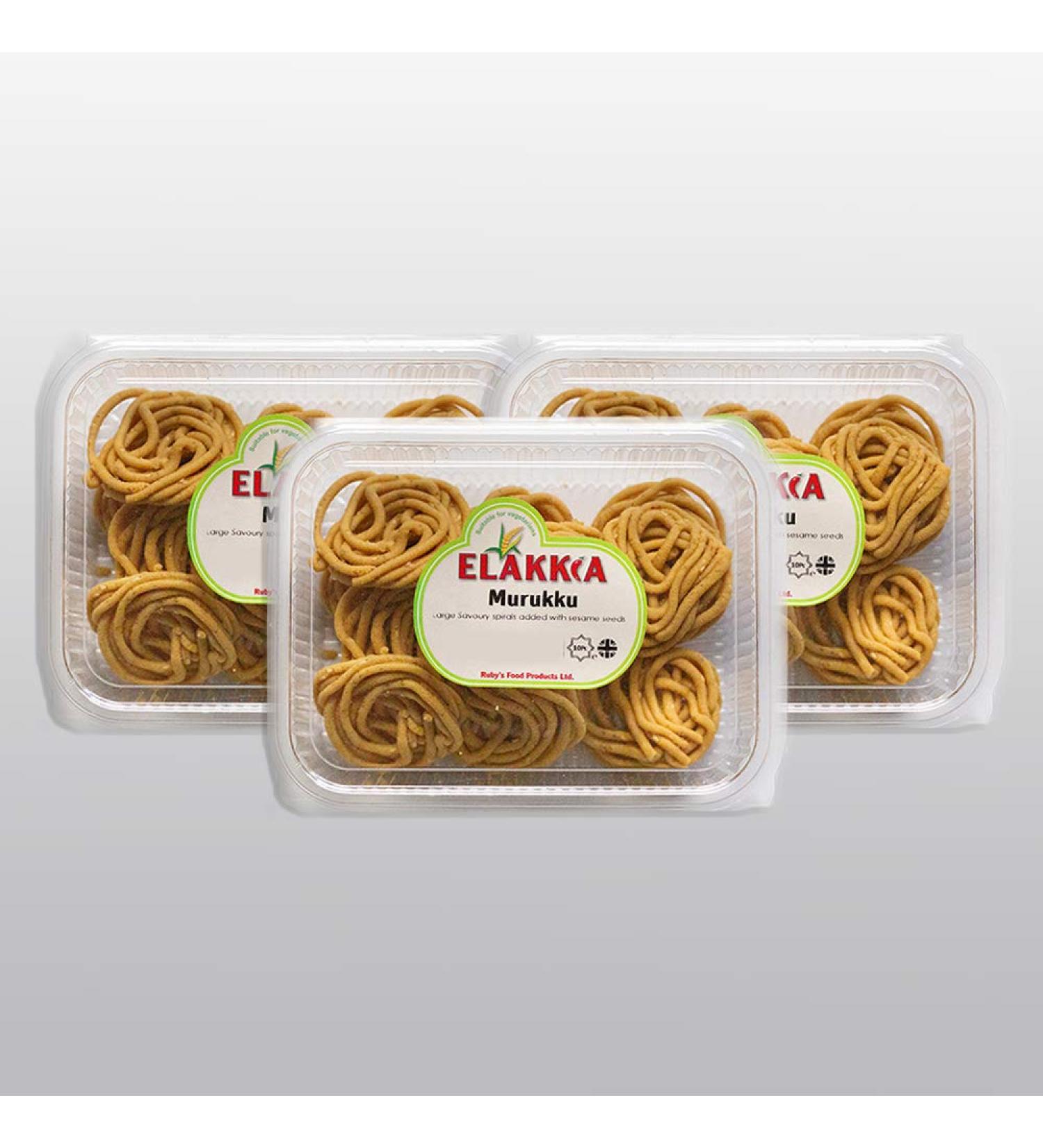 Elakkia Sri Lankan Round Murukku 10-Pieces Box Healthy Snacks Gluten Free No Artificial Flavours or Preservatives Added