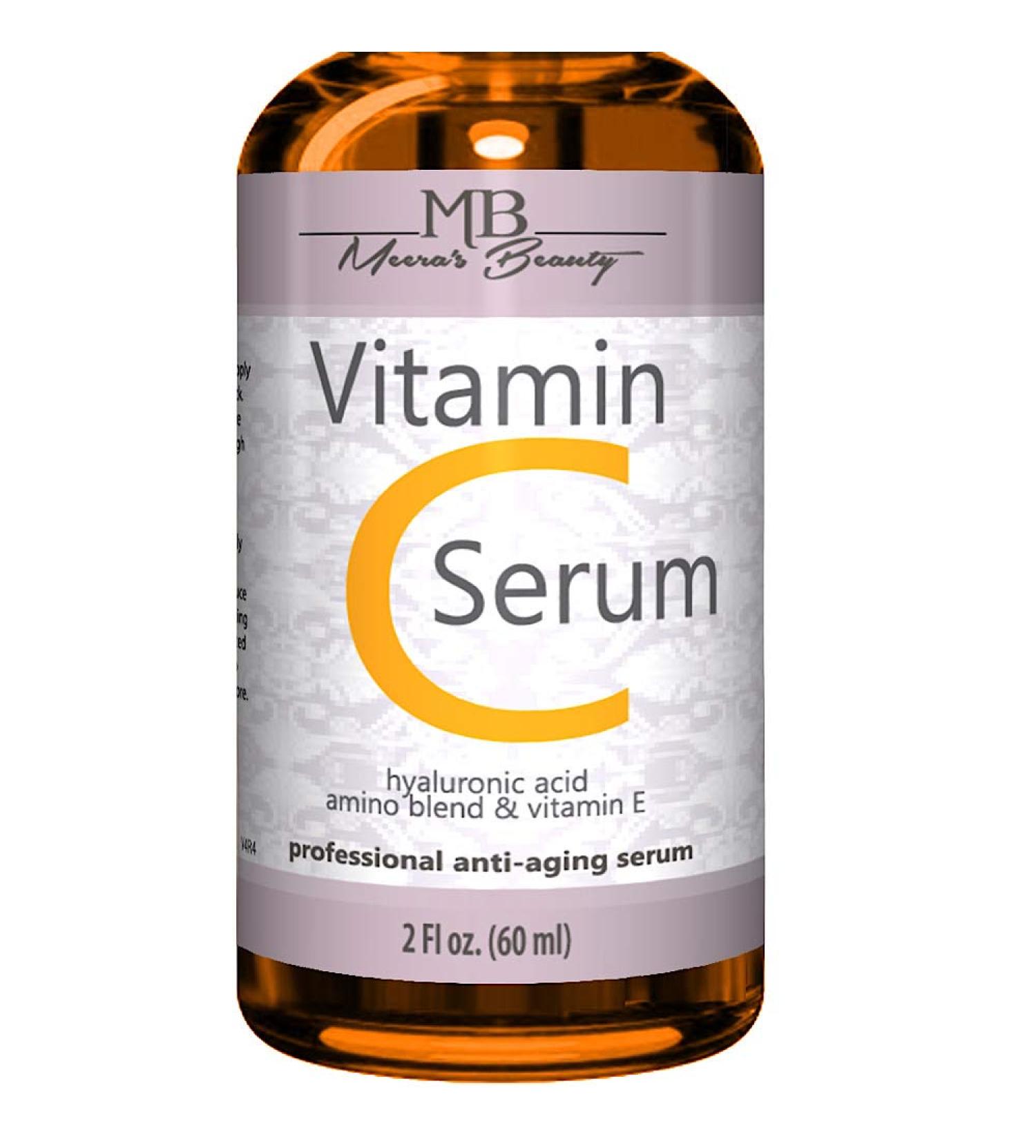 Double-sized 2 oz Pure Vitamin C Serum with Hyaluronic Acid - Anti-Wrinkle, Anti-Aging, Dark Circles, Age Spots, Pore Cleanser, Acne Scars - Organic Vegan Ingredients - Buy Online on GoSupps.com