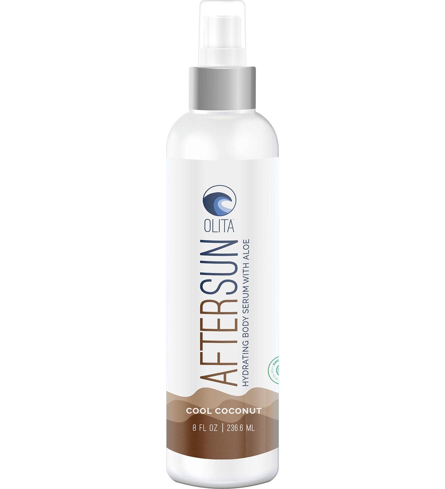 Olita AfterSun Body Serum - Hydrating Coconut Oil with Aloe Vera | All-Natural Cooling Sunburn Relief - 8 oz - Buy Online on GoSupps.com