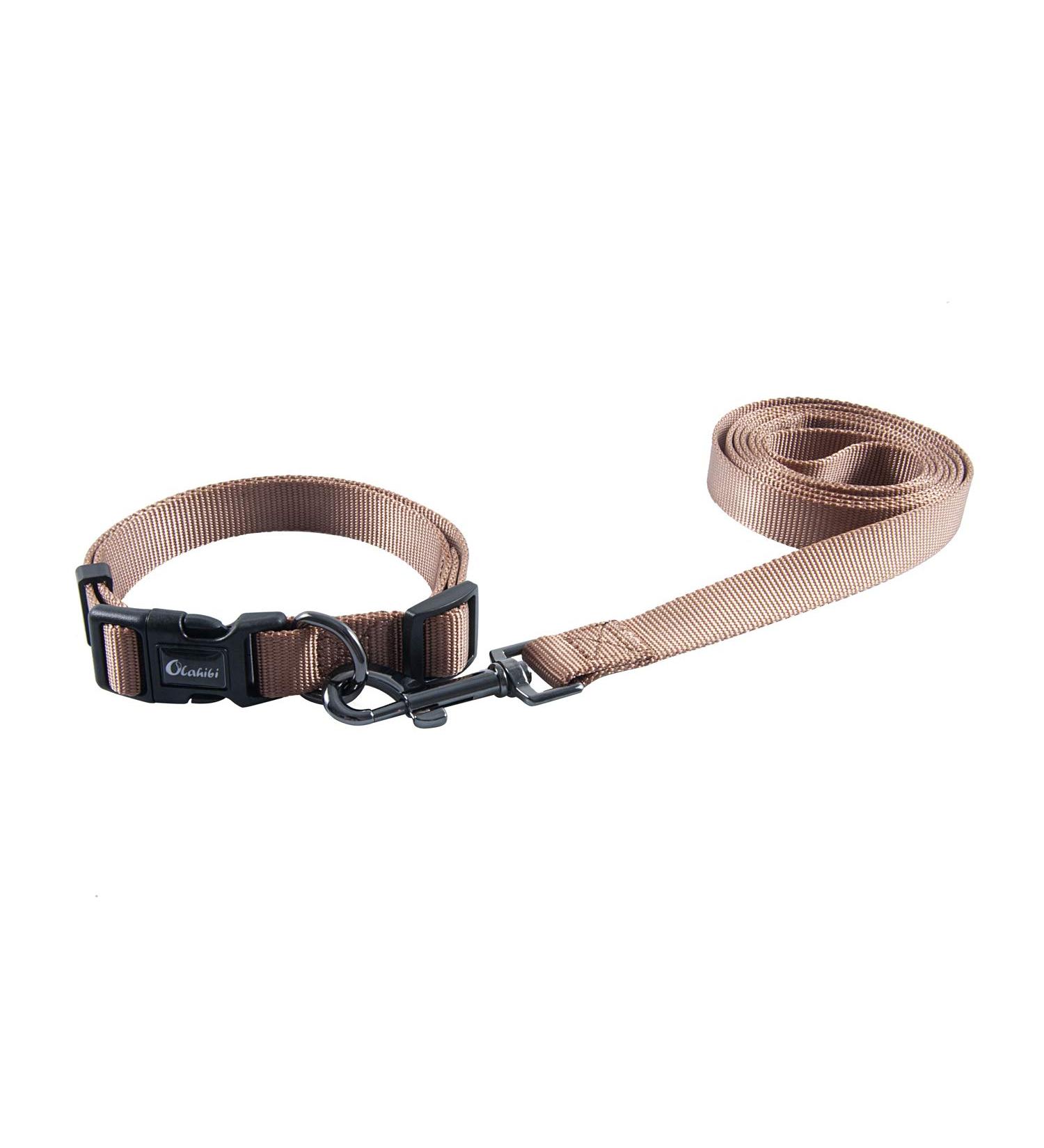 Olahibi Basic Dog Collar and Leash Combo Set Durable Nylon Collar and 150CM Matching Leash for Small Dogs.(S Brown Set) S Nylon Brown Set - Buy Online on GoSupps.com