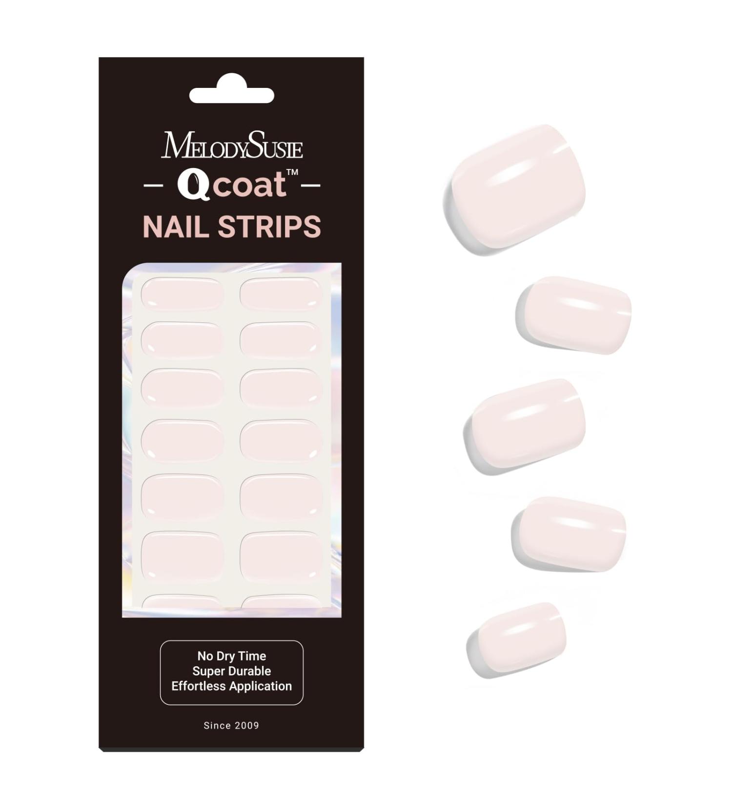 MelodySusie Qcoat Milky White Gel Nail Strips - UV Free Salon-Quality Nail Polish Long Lasting with 22 Wraps & Accessories - Buy Online on GoSupps.com