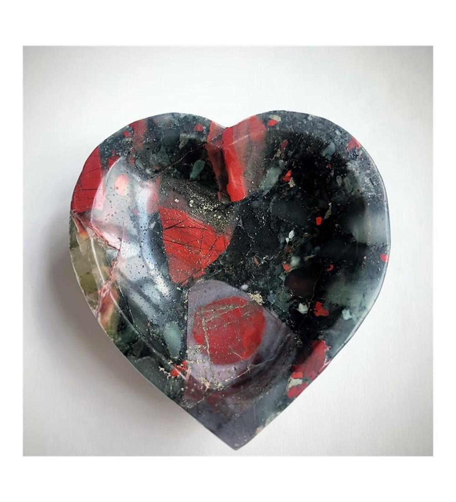 Balance Natural Blood Stone Crystal Bowl Carved Heart Rough Stone Ashtray Gemstone Moon Dish Home Decor Lucky Stone Raw stones and minerals PEIQIYIN - Buy Online on GoSupps.com