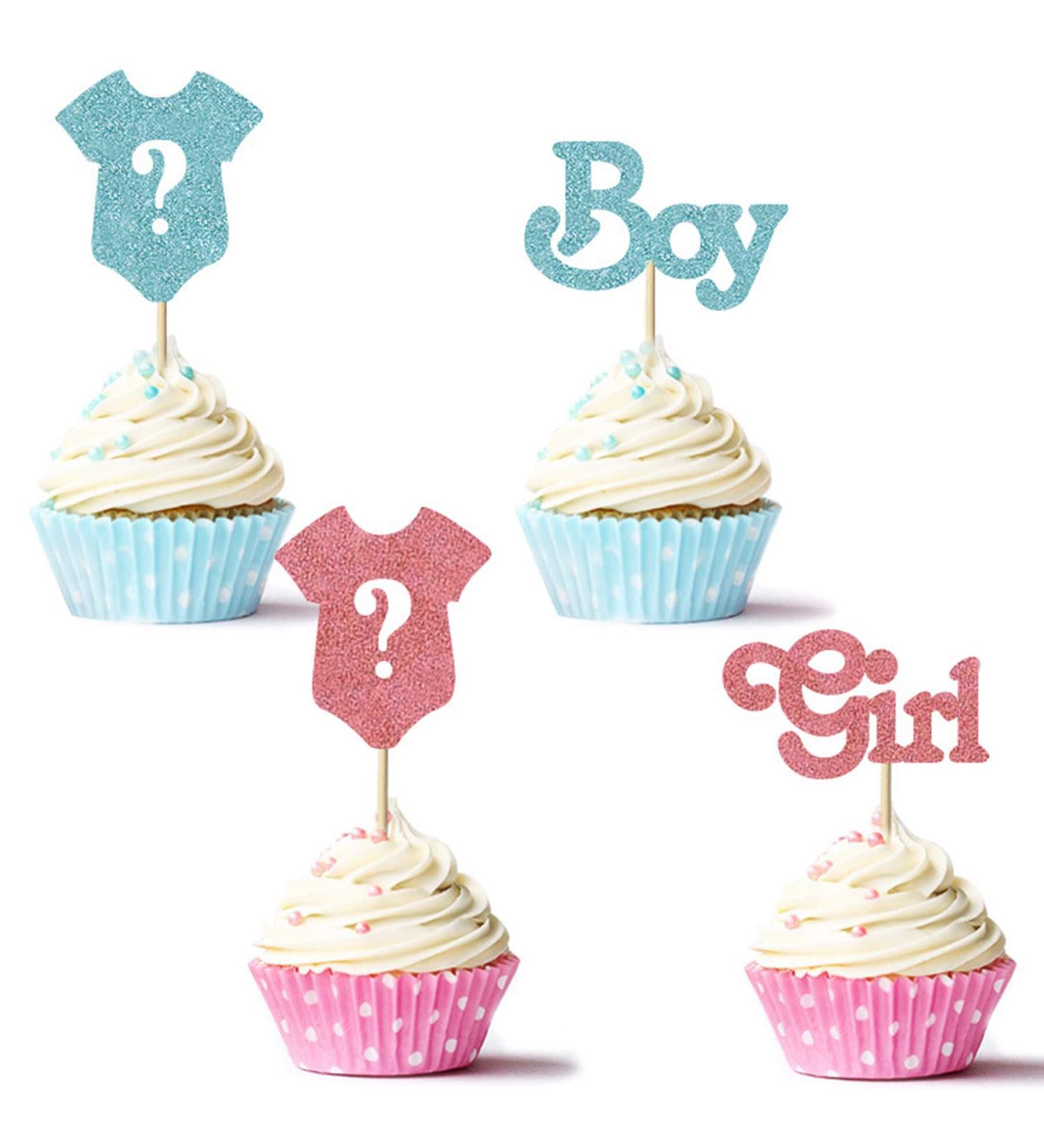 24Pcs Gender Reveal Cupcake Toppers Boy or Girl Glitter Cupcake Picks Kids Birthday Party Decors Baby Shower Party Decoration Supplies B-boy Or Girl - Buy Online on GoSupps.com