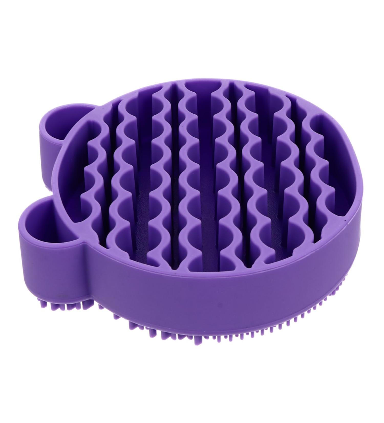 2-in-1 Silicone Makeup Brush Cleaner Pad & Storage Holder - Easy Brush Cleaning Mat (11x10cm Purple) | International Shipping Available - Buy Online on GoSupps.com