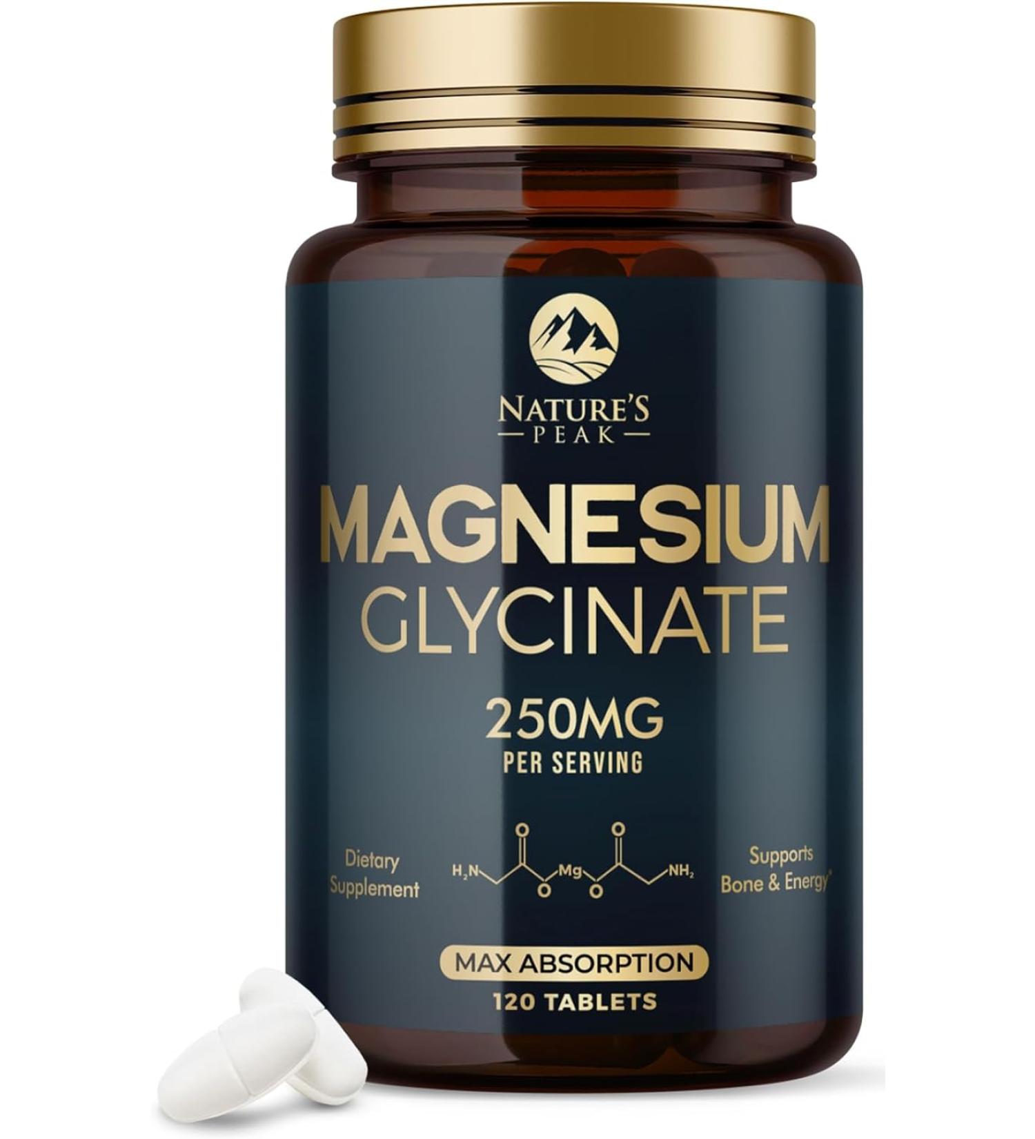 Nature's Magnesium Glycinate 250mg - 100% Chelated | Bone  Muscle & Heart Health Support | Vegan  Gluten Free  Non-GMO - 120 Tablets - Buy Online on GoSupps.com
