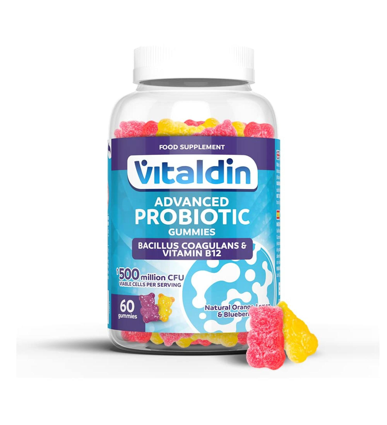 Vitaldin Cultures Complex Rubber - Bacterial Stem Bacillus Coagulans 500M KBE Daily Dose & Vitamin B12 - 60 Gluten-Free Gummy Bears for Optimal Intestinal Flora - Suitable for Children & Adults - Buy Online on GoSupps.com