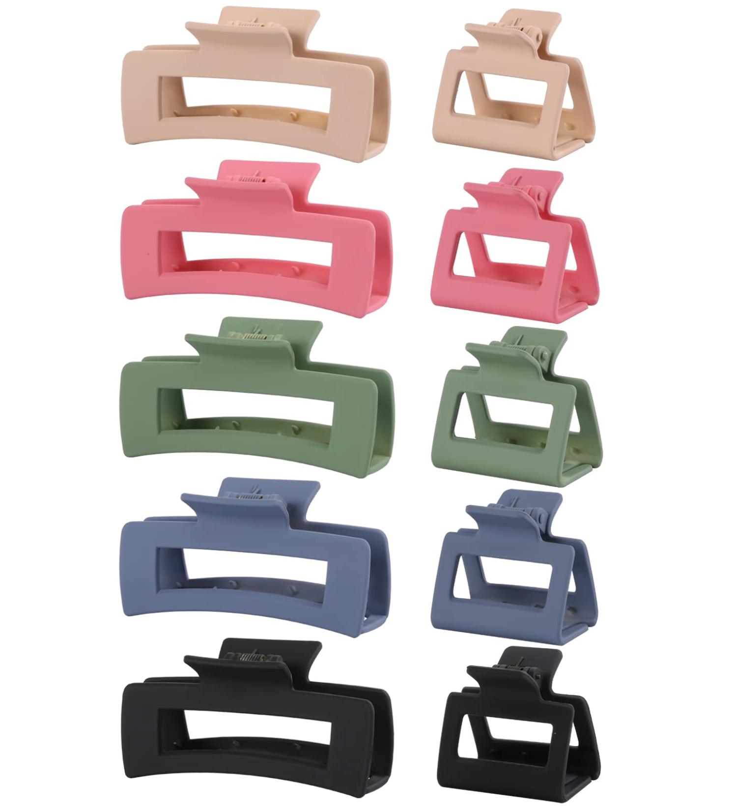 10 Pack Morandi Hair Claw Clips for Women - Large & Small Rectangle Matte Hair Claws - Stylish Hair Styling Accessories for Thick/Thin Hair - Buy Online on GoSupps.com