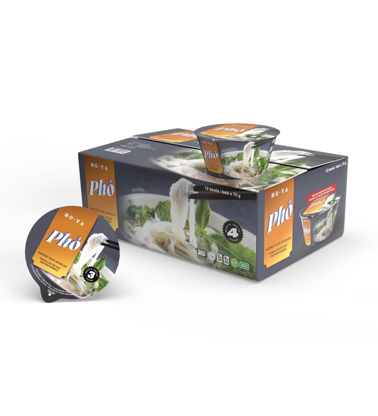 HO-YA Instant Vietnamese Pho Noodles Bowl 12 Pack 70g Rice Noodles with Chili Powder Packet Vegetarian and Gluten Free 70 g (Pack of 12) - Buy Online on GoSupps.com