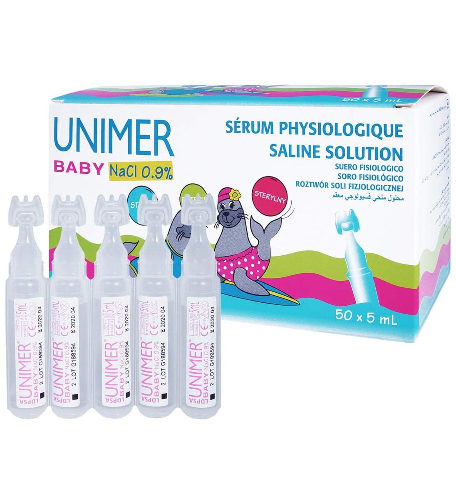 UNIMER BABY NaCl 0.9% sterile physiological saline solution without preservatives 50x5 ml (250 ml)