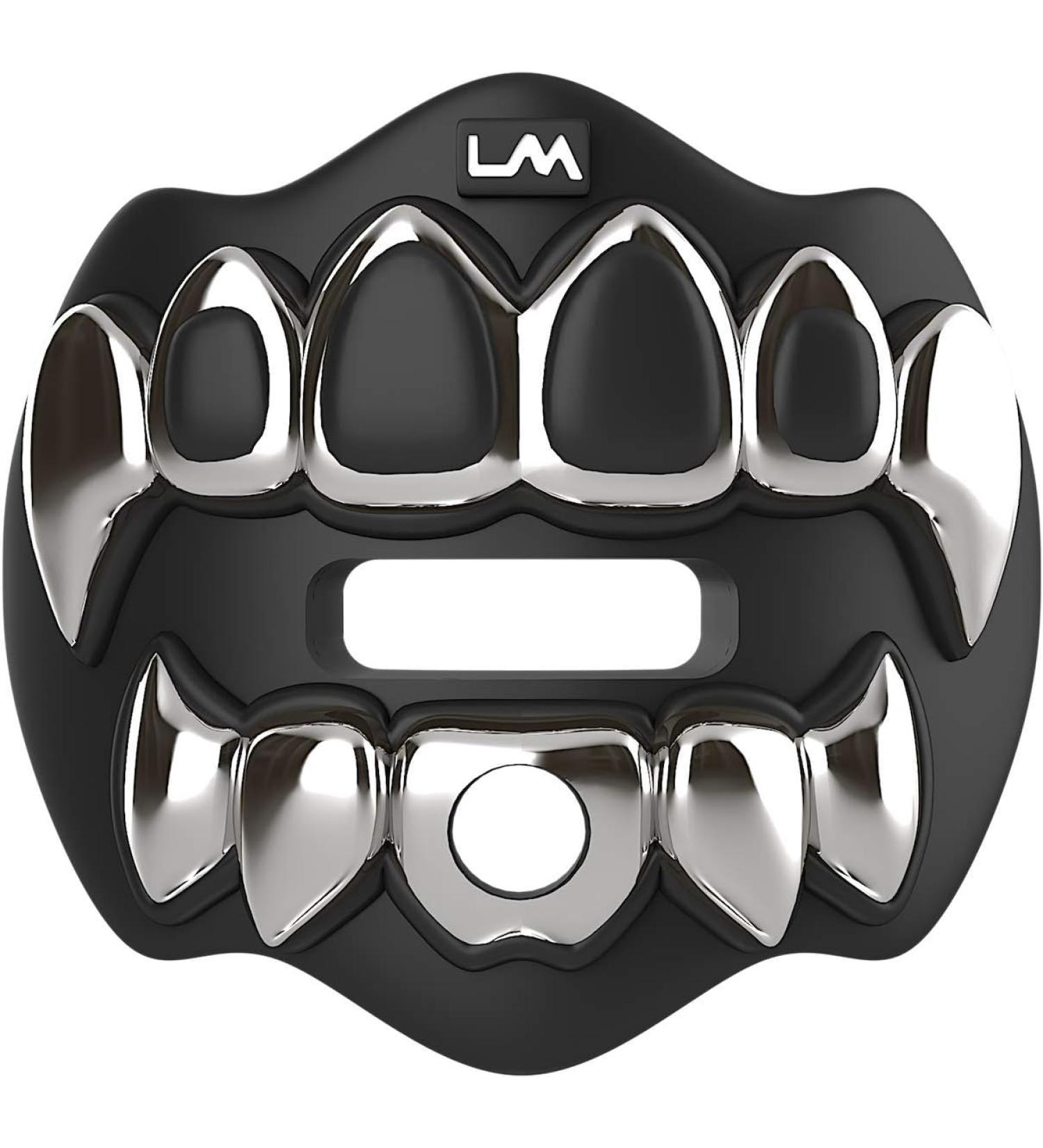 Loudmouth Football Mouth Guard 3D Chrome Grillz Football Mouthpiece Mouth Guard Football Accessories - 3d Grillz - Chrome Black/Silver - Buy Online on GoSupps.com