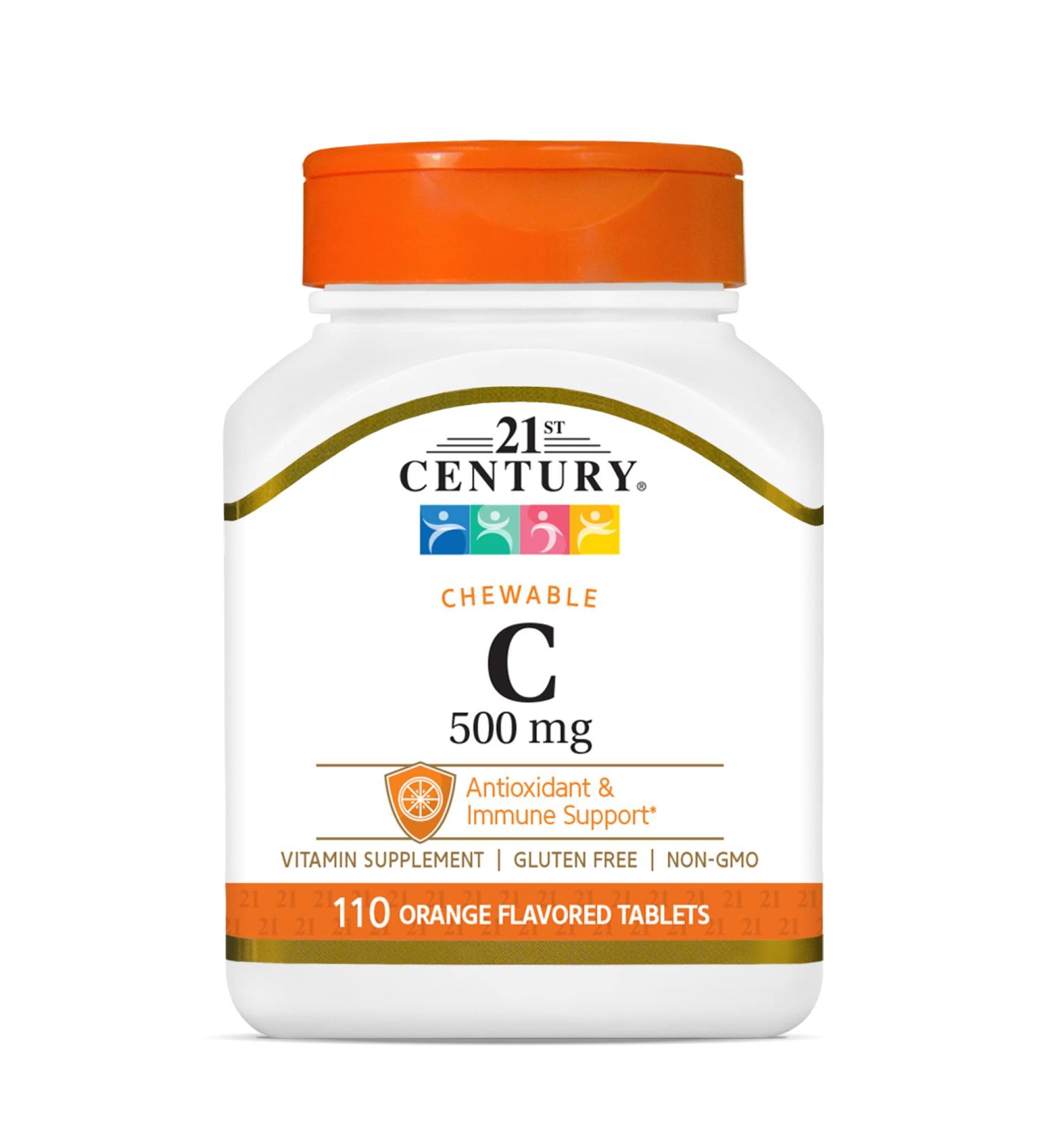 21st Century Chewable Vitamin C 500 mg - 110 Orange Tablets for Immunity Boost - Buy Online on GoSupps.com