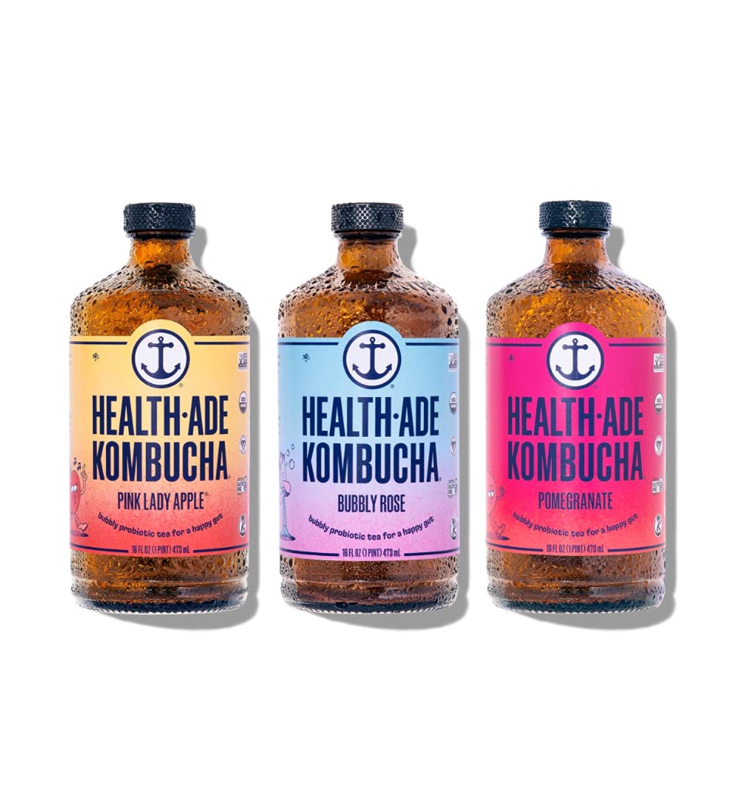 Health-Ade Kombucha Tea Organic Drink | Living Probiotics & Detoxifying Acids | Gut Health Support | Non-GMO, Vegan & Gluten Free | 12 Pack (16 Fl Oz Bottles) - Buy Online on GoSupps.com