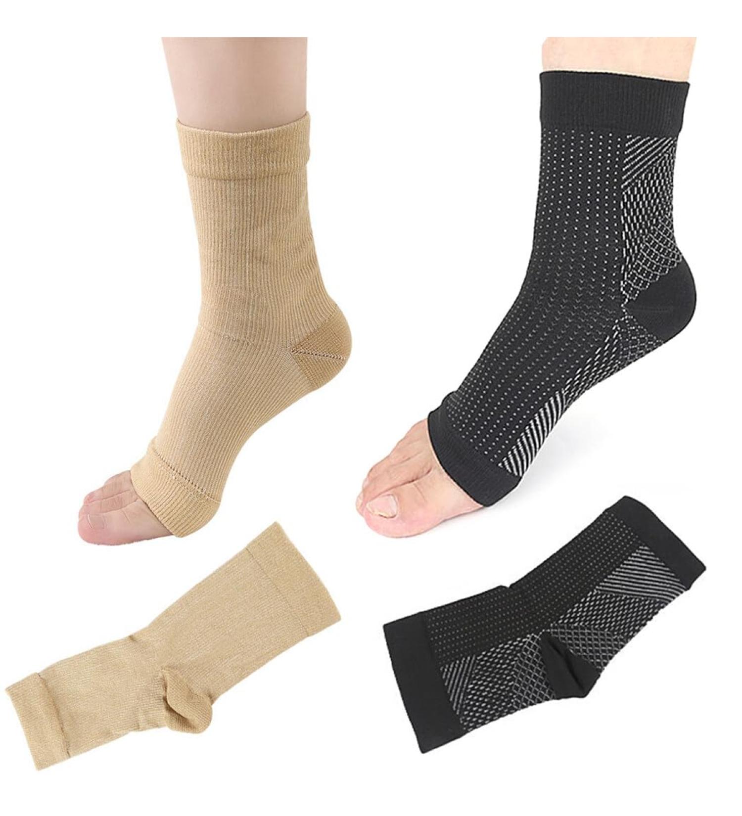 Toeless Elastic Compression Socks for Plantar Fasciitis - 2 Washable Pairs | Ankle Support & Achilles Relief - Buy Online on GoSupps.com