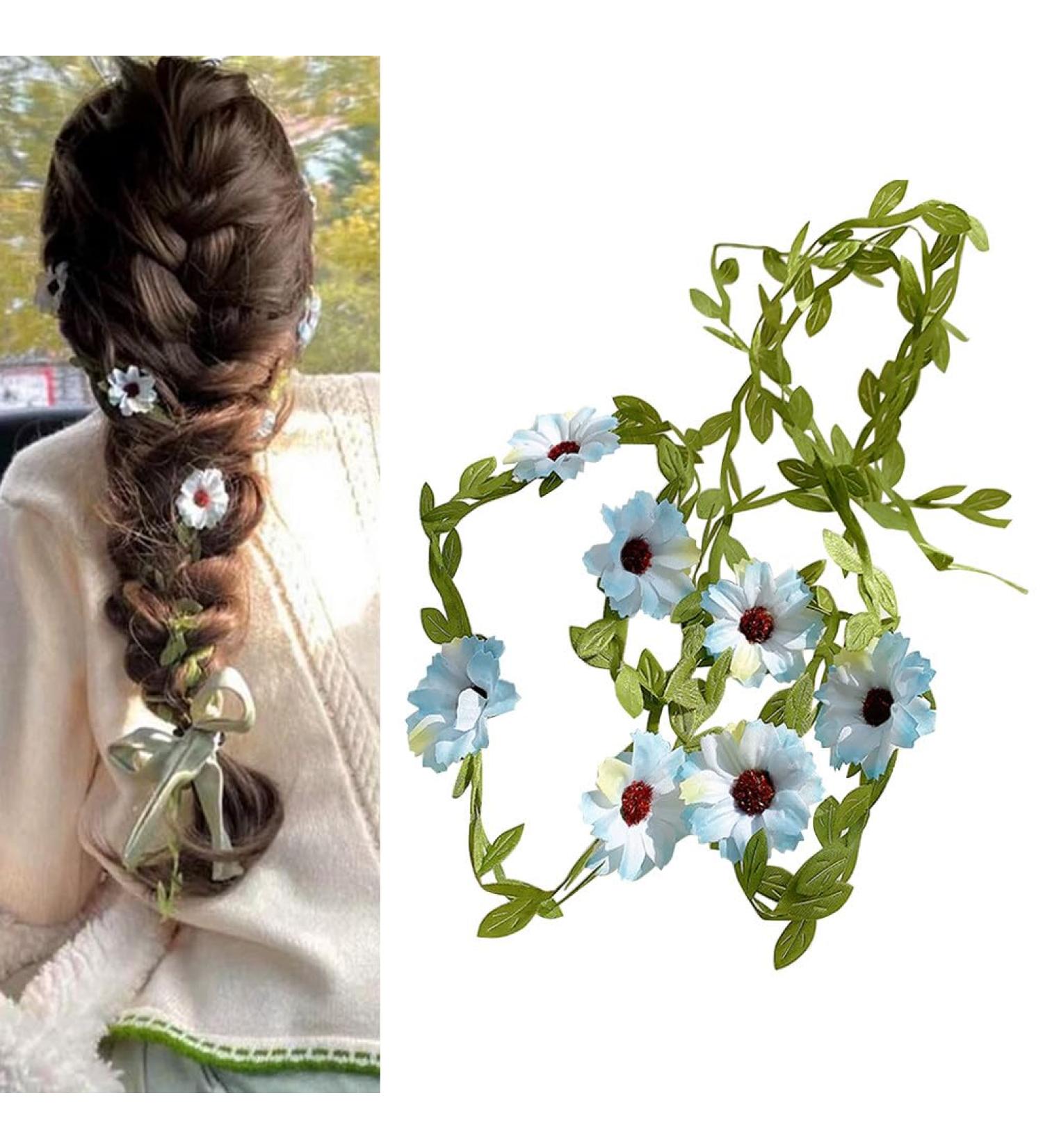 Flower Crown Floral Wreath Flower Headbands Floral Garland Headbands Boho Flower Head Bands Hair Wreath Headpiece Headdress for Women Girls Festival Wedding Party(Small Blue flower) - Buy Online on GoSupps.com