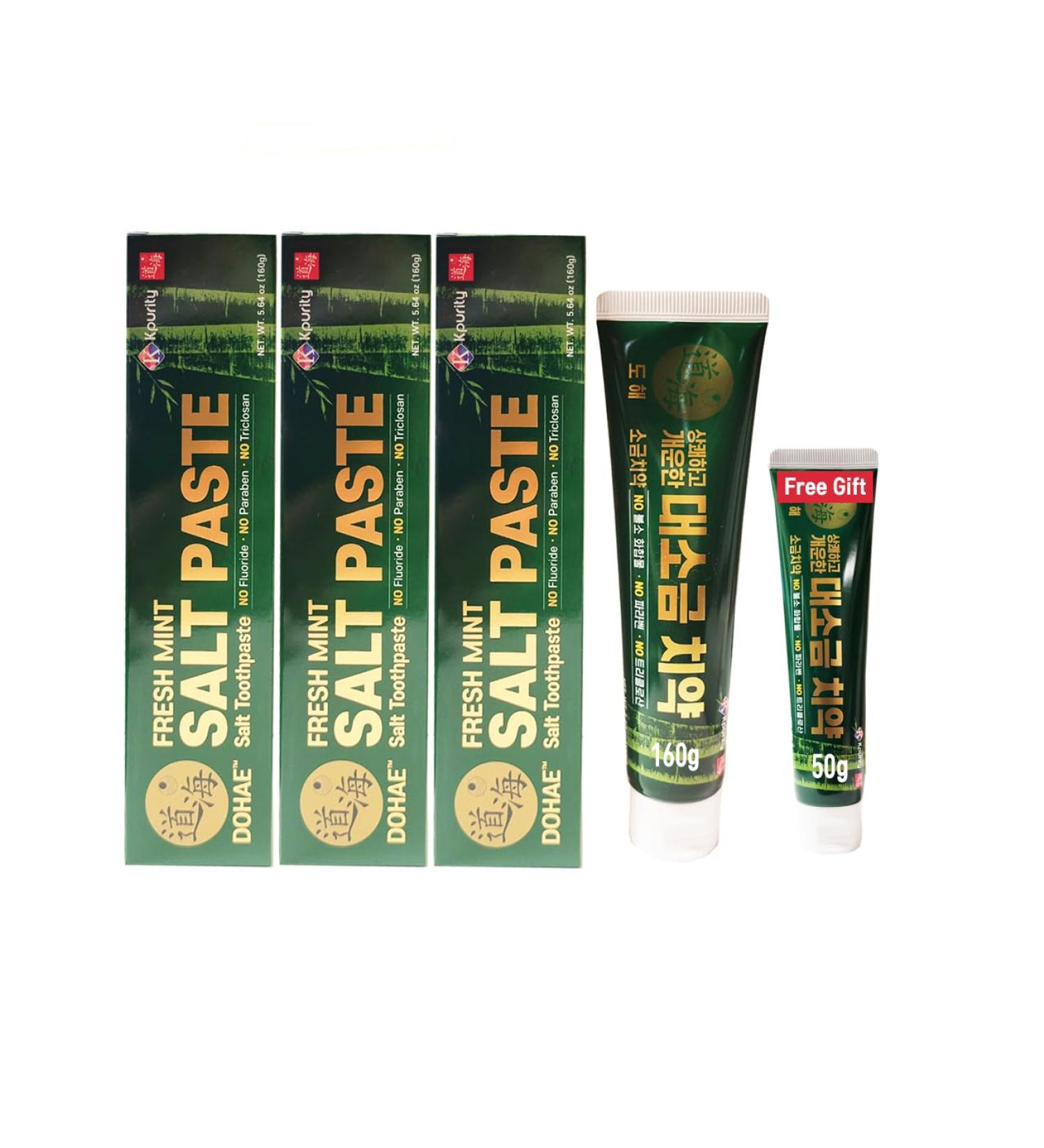 Fresh Mint Bamboo Salt Toothpaste 160g (5.64(Pack of 3) Fresh Mint)