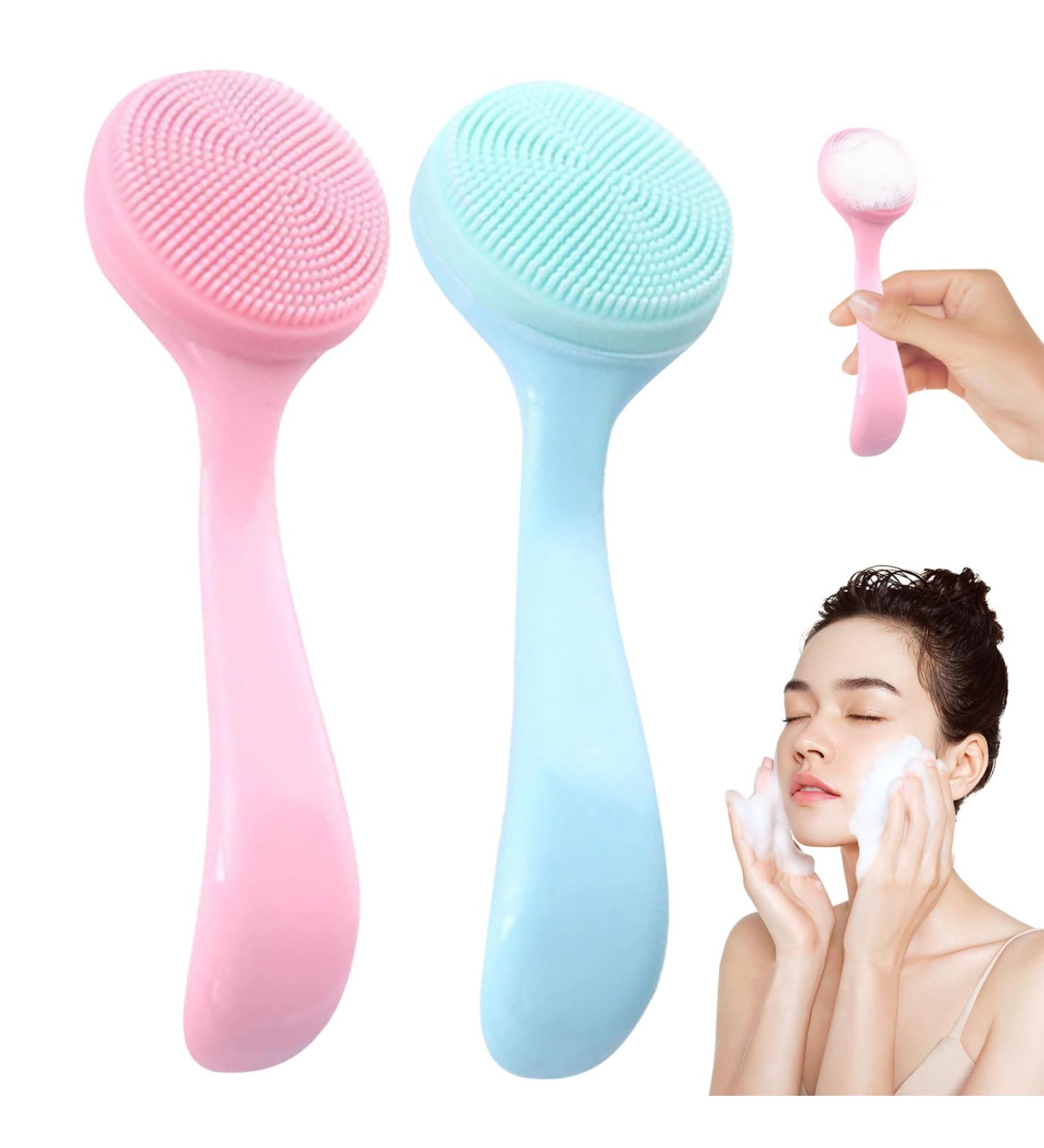Silicone Face Scrubber Set - 2PCS Manual Facial Cleansing Brush for Deep Cleaning & Gentle Exfoliation | Face Care Essential - Buy Online on GoSupps.com