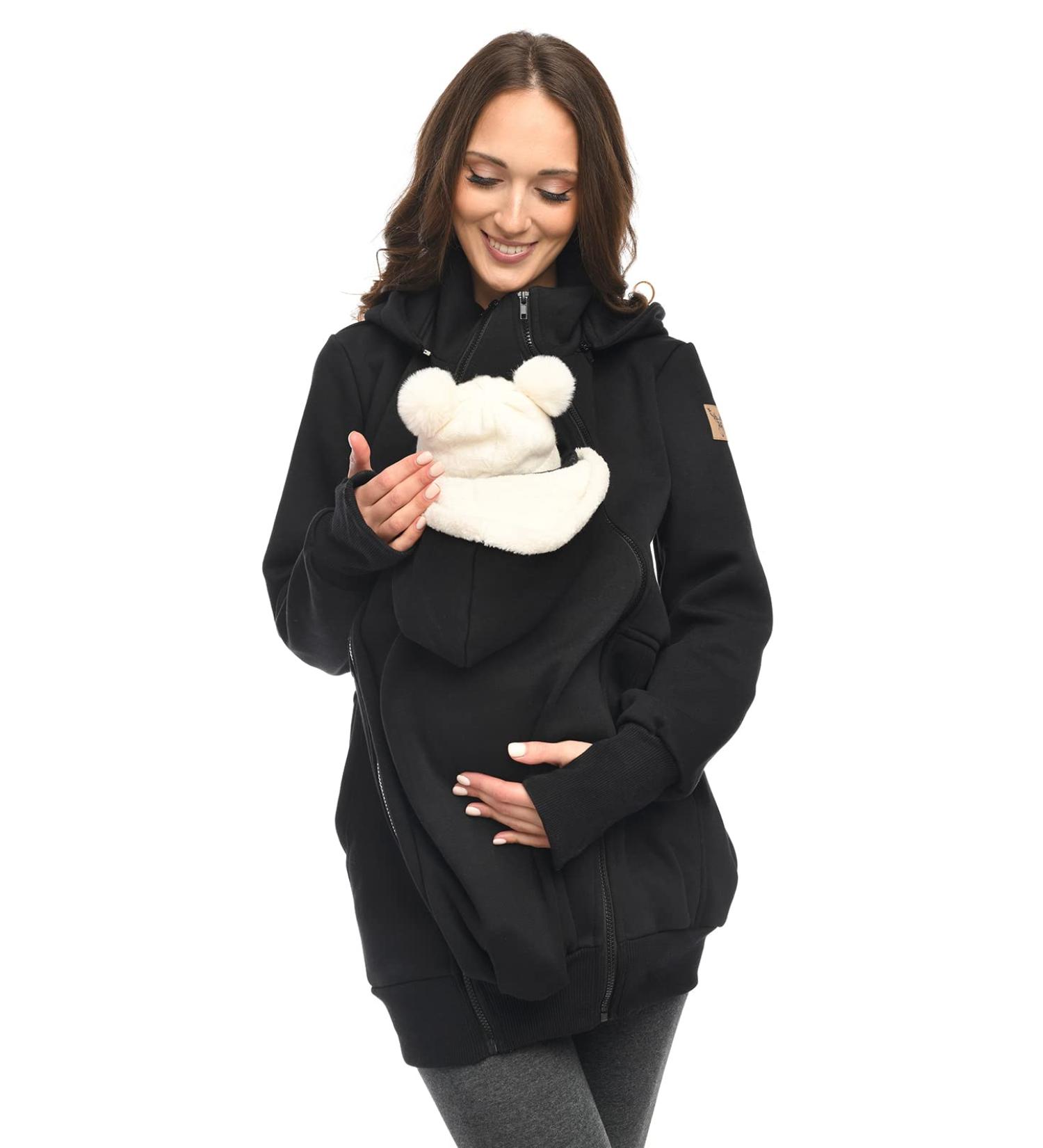 MijaCulture 3-in-1 Maternity Jumper for Baby Carrier Kangaroo Jacket 4132 Schwarz XL - Black XL - Buy Online on GoSupps.com
