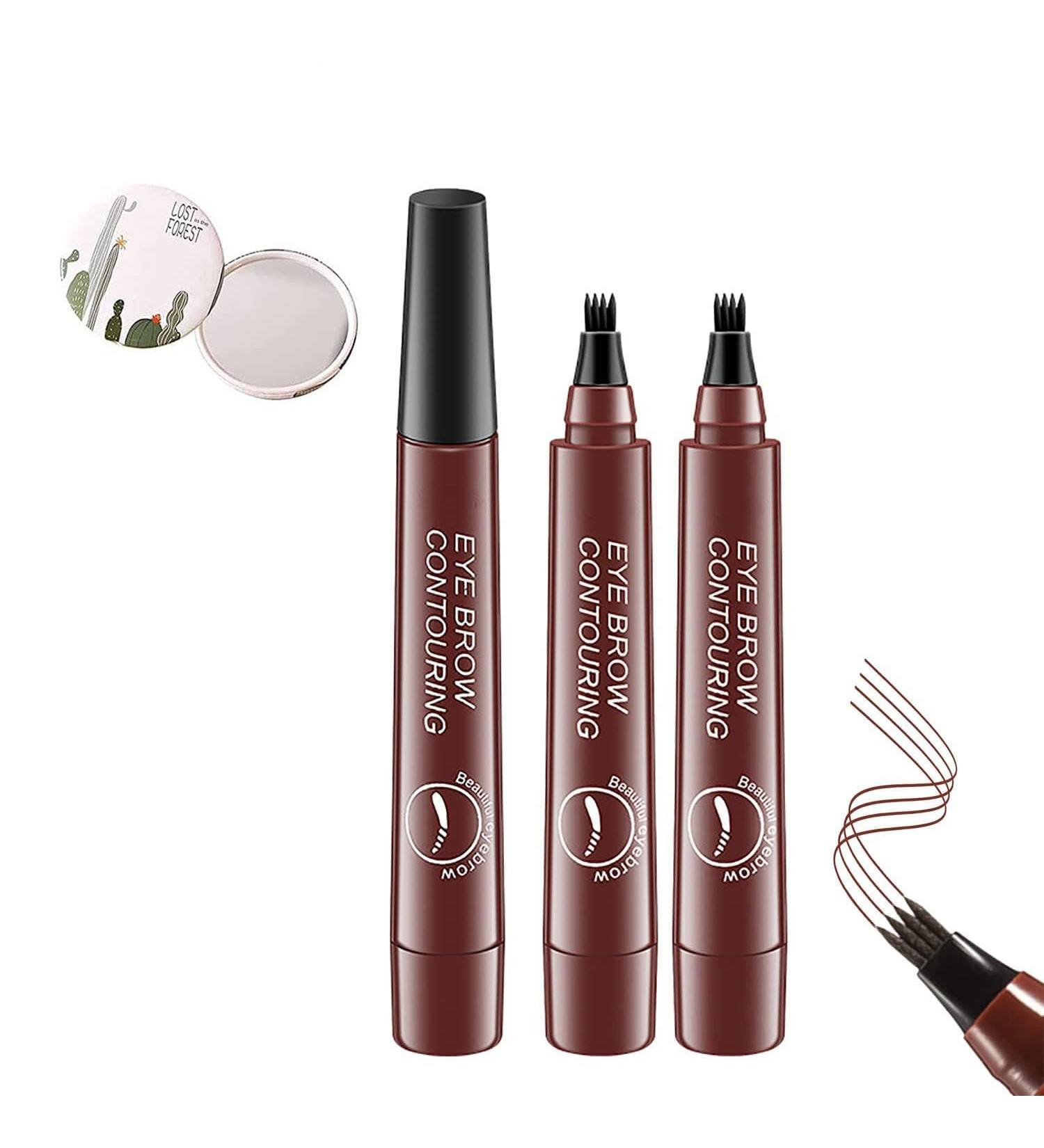 Lumierez Micro Fork Tip Precise Brow Pen 4 Tipped Precise Brow Pen Waterproof Micro Fork Tip Eyebrow Precise Brow Pen (Red brown) - Buy Online on GoSupps.com