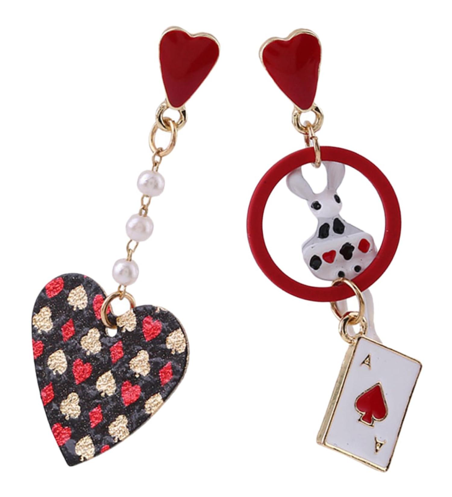 TOPPERFUN 1 Pair playing card earrings jewelry for women earrings clock earrings easter costume heart earrings girl earrings women jewelry literature and art Miss s925 silver needle alloy - Buy Online on GoSupps.com