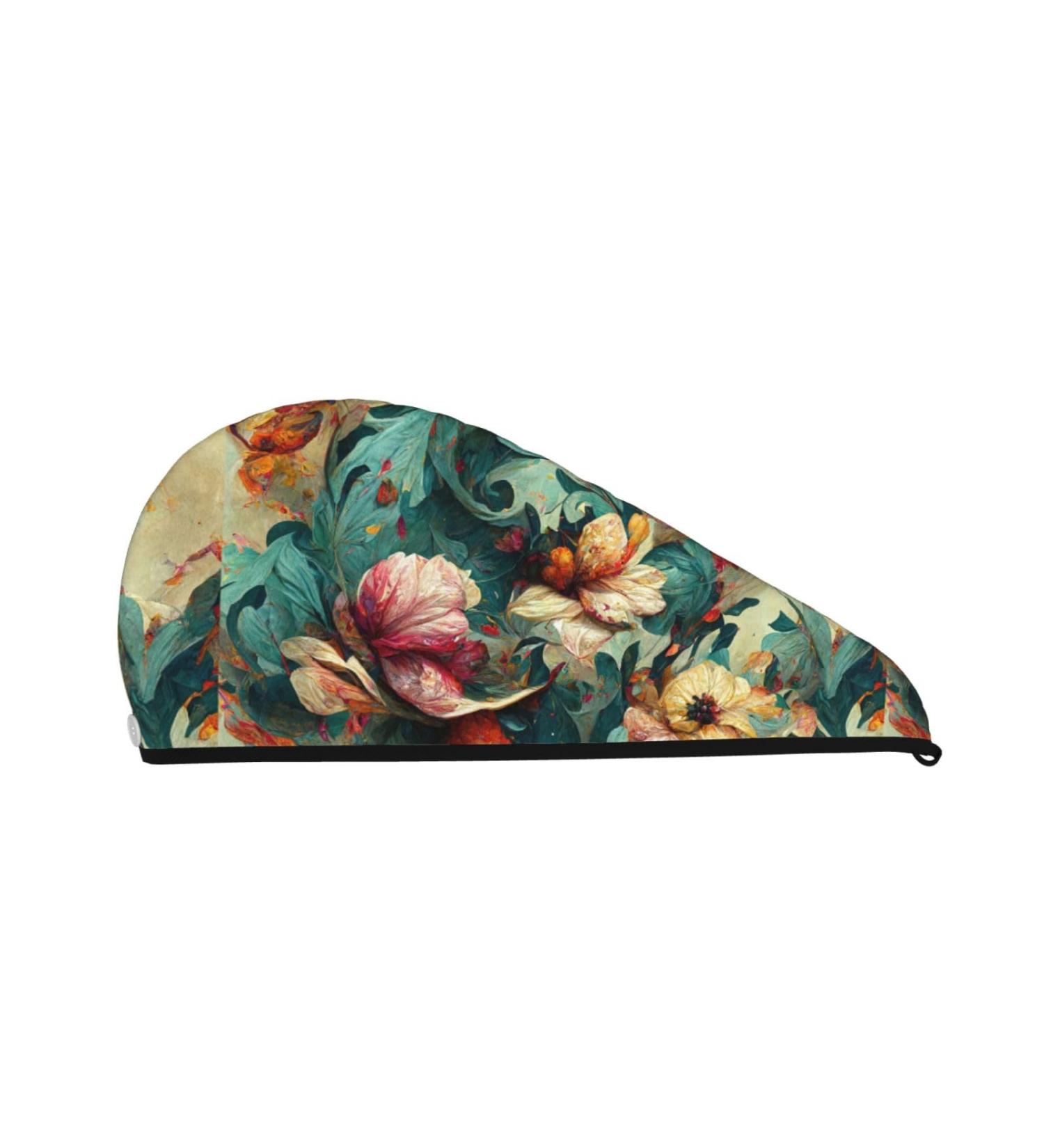 Artistic Abstract Flower Microfiber Hair Towel - Super Absorbent Quick Dry Wrap for Long Curly Thick Hair | Soft Coral Velvet for Women - Buy Online on GoSupps.com