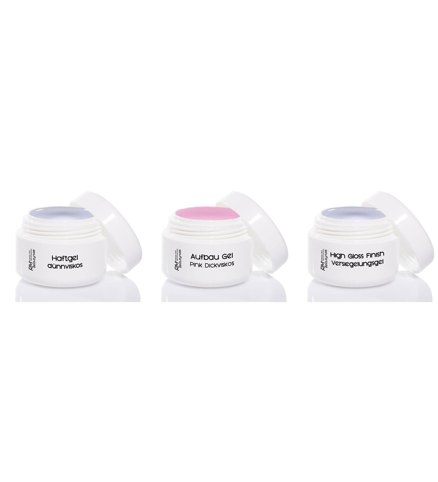 3x15ml UV Gel Saving Set - Adhesive Building & Pink Shine Nail Gel | International Shipping Available - Buy Online on GoSupps.com