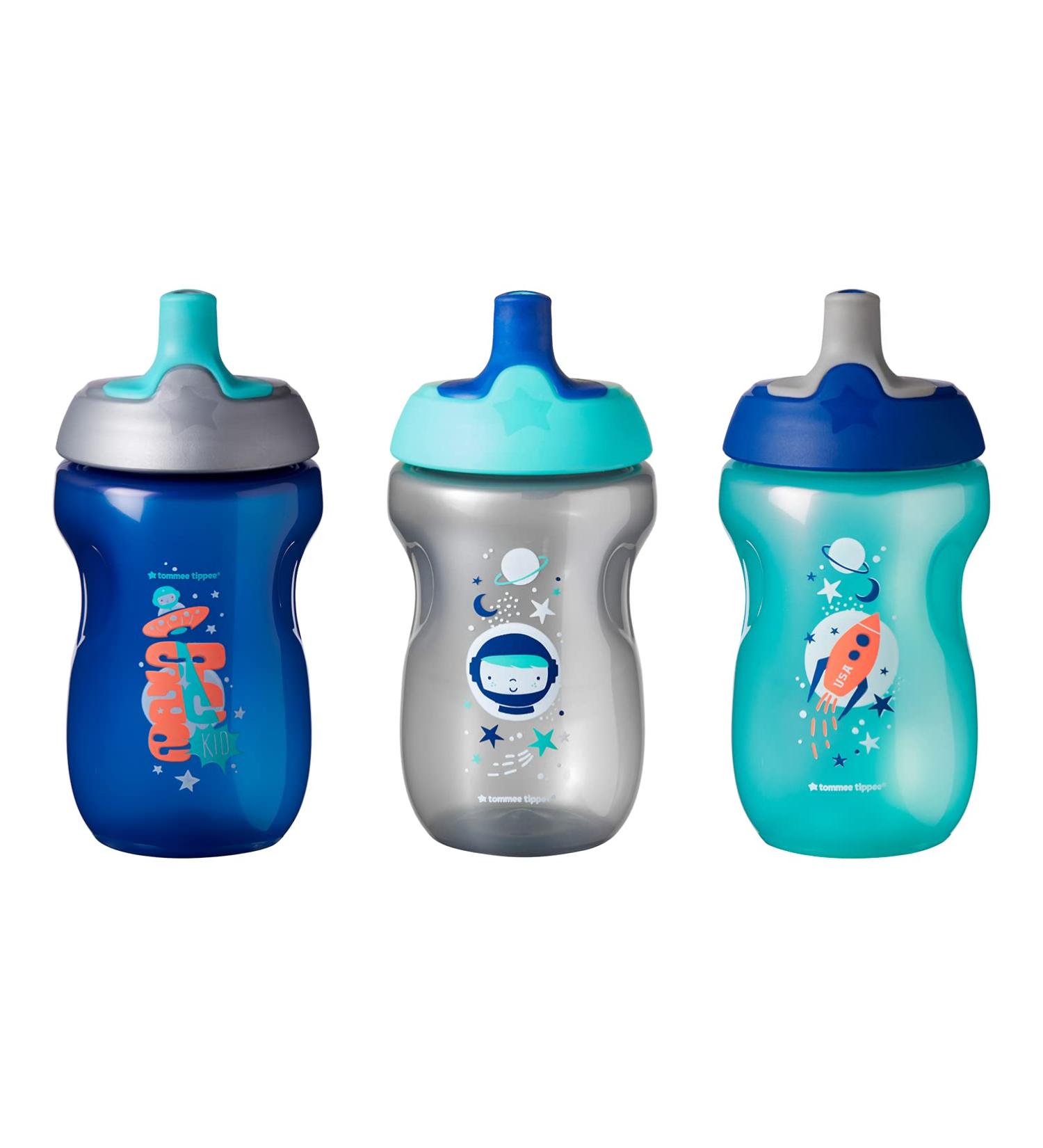 Tommee Tippee Sportee Toddler Sports Sippy Cup 3-Pack | Spill-Proof BPA-Free 10oz Cup for 12+ Months (Blue, Gray, Teal) - Buy Online on GoSupps.com