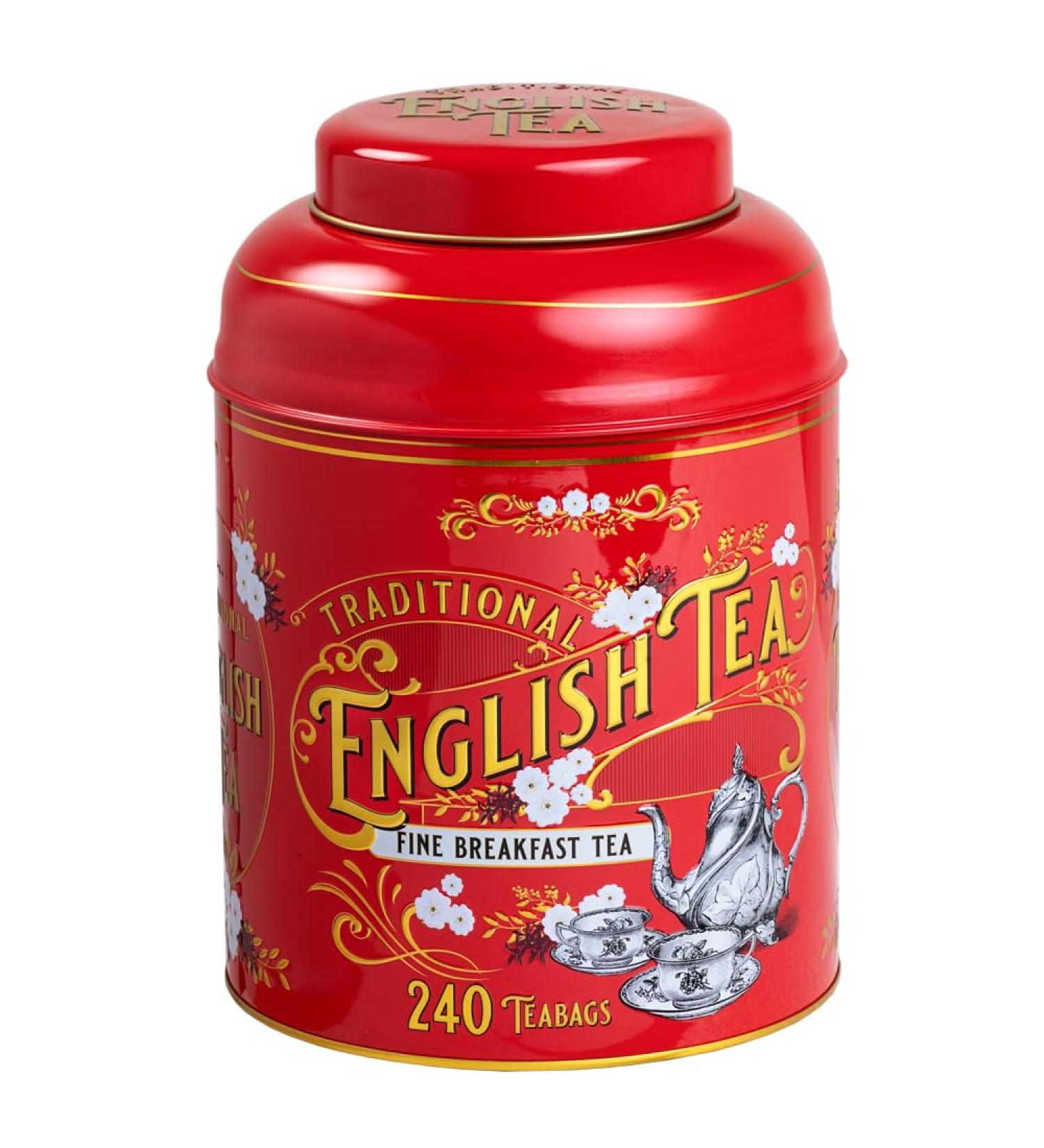 New English Teas Vintage Victorian Tea Caddy - Red with 240 Fine Breakfast Teabags - Buy Online on GoSupps.com