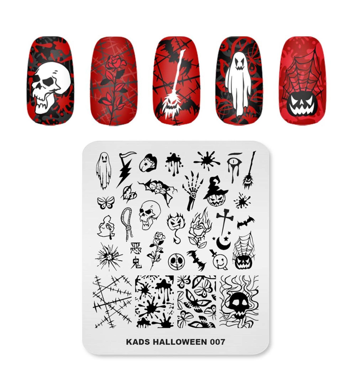 KADS Halloween Nail Art Stamping Kit - Pumpkin Ghost Skull Bat Image Plates (HA007) - Buy Online on GoSupps.com
