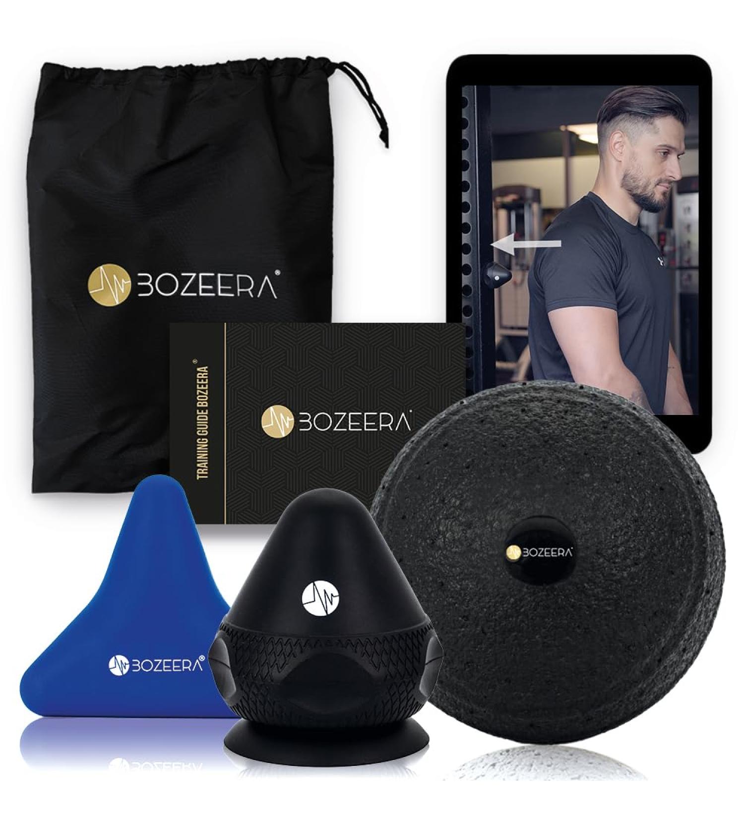 Bozeera Trigger Point Presser Set | Muscle Pain Relief & Tension Relief | 2x Massagers & 1x Fascia Ball with Suction Cup | Includes Video Booklet & Bag | International Shipping Available - Buy Online on GoSupps.com