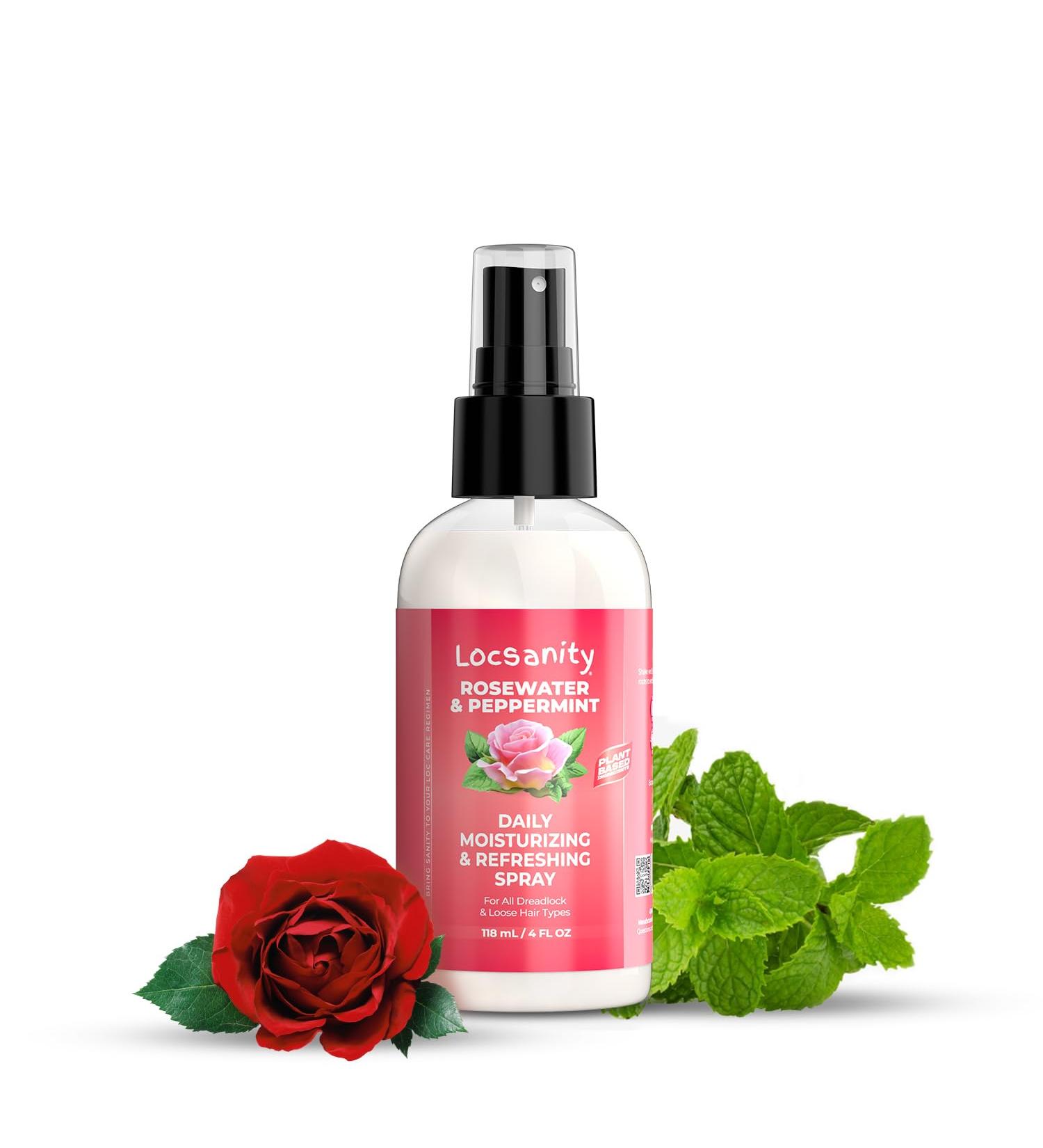 Locsanity Rosewater and Peppermint Daily Moisturizing Spray Trial Size Hydrating Dreadlock Spray to Nourish the Scalp and Protect Hair From Oil and Buildup (4oz) 4 Fl Oz - Buy Online on GoSupps.com