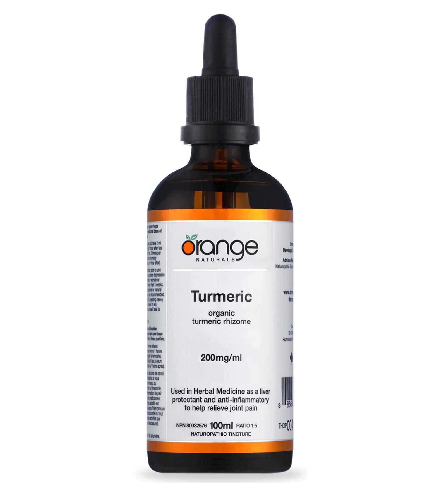 Orange Naturals - Organic Turmeric Tincture - 200mg/ml - Curcumin Turmeric Supplements for Inflammation - Liquid Turmeric Curcumin Supplement - Curcuma Longa Digestive Aid Liver Protect & Joint Pain - Buy Online on GoSupps.com