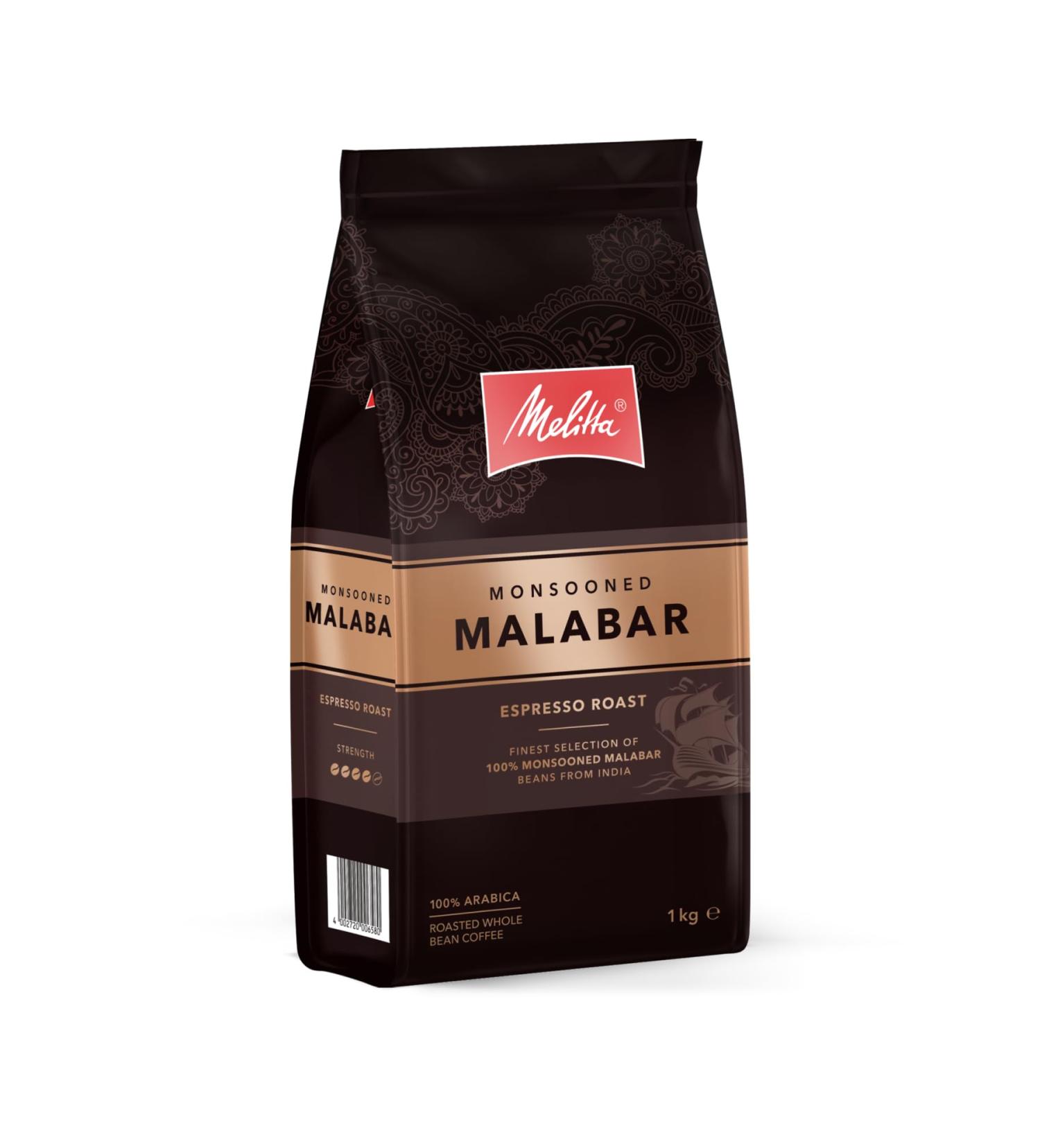 Melitta Monsooned Malabar Rarity Coffee 1 Kg Coffee Beans Unground 100 Percent Arabica Beans from India Roasted in Germany Strength 4 - Buy Online on GoSupps.com